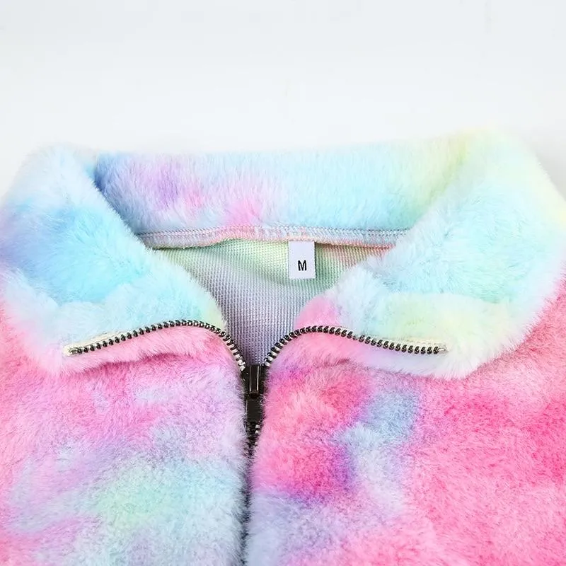 Cropped Pastel Teddy Bear Jacket