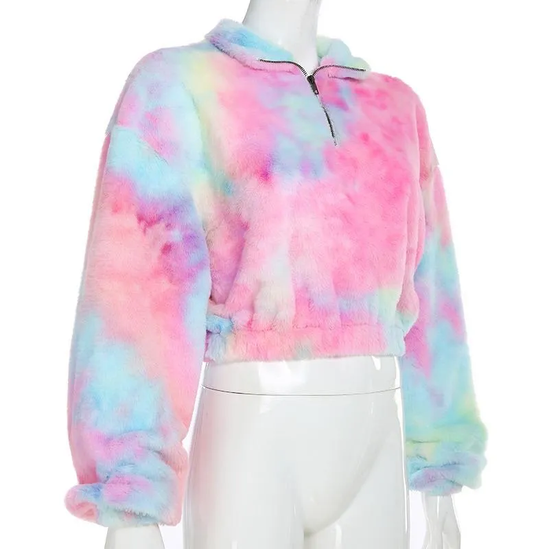 Cropped Pastel Teddy Bear Jacket