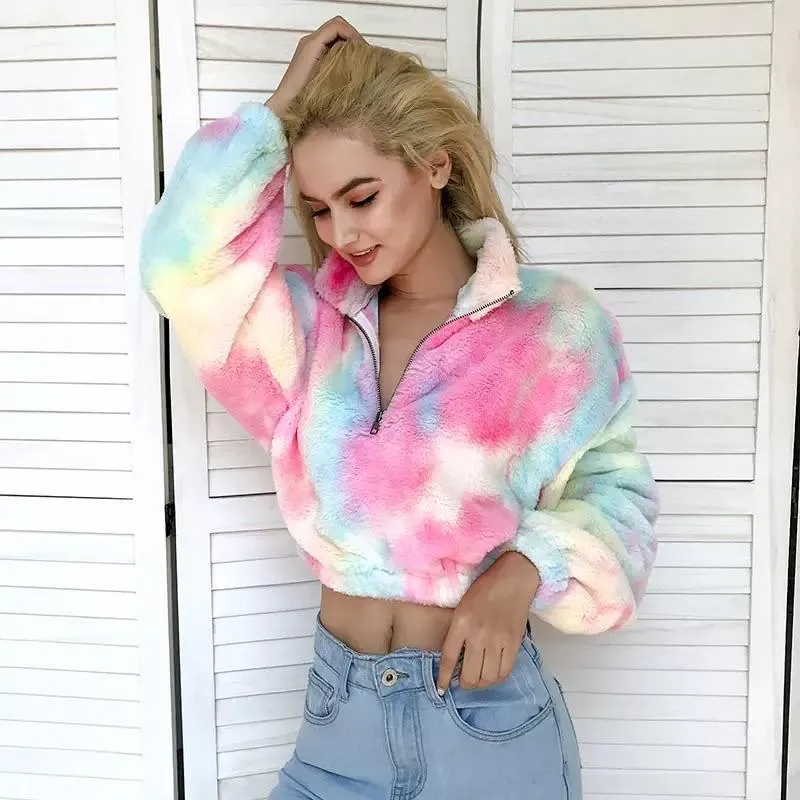 Cropped Pastel Teddy Bear Jacket