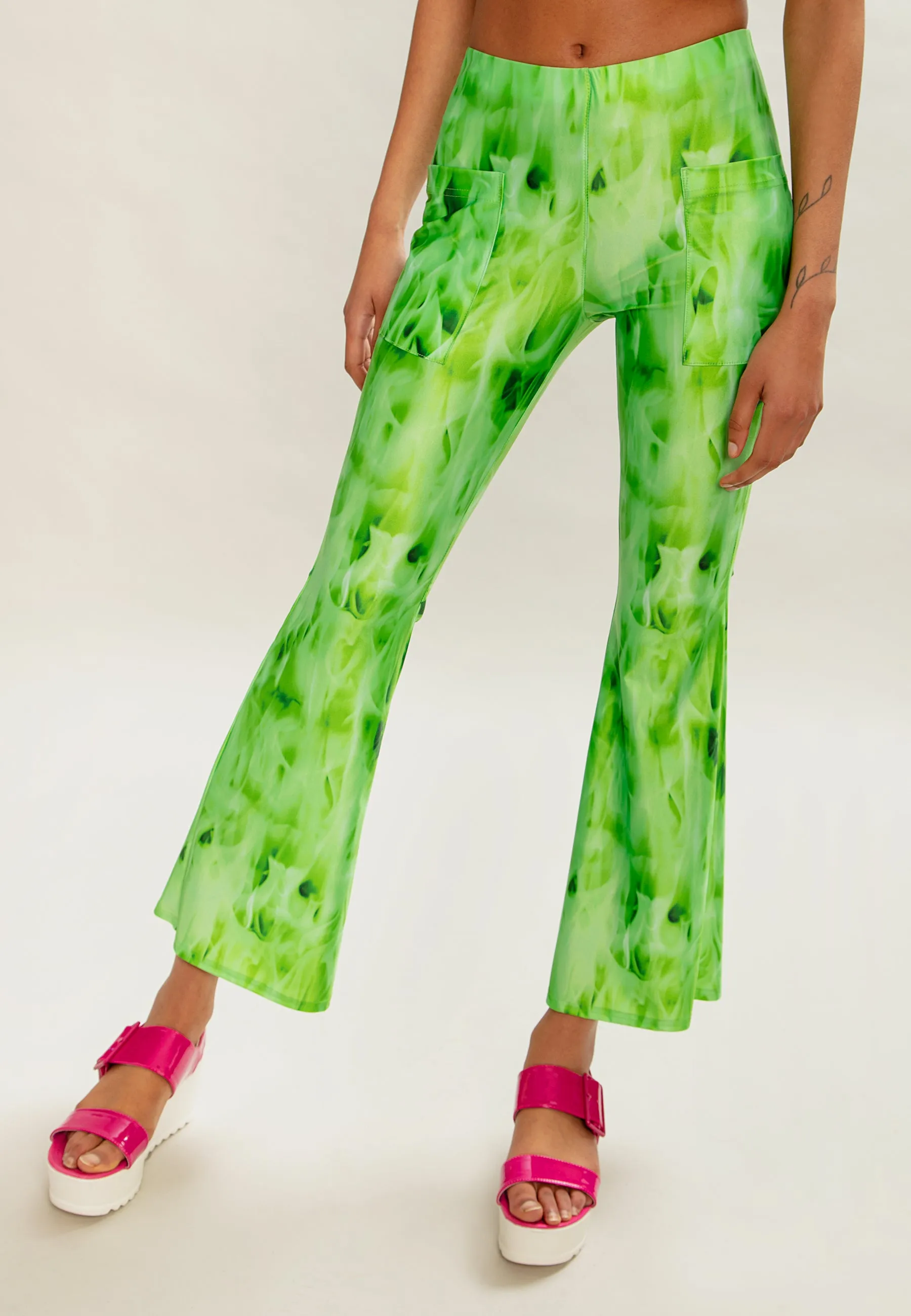 Dalika Flared Trousers Inflammable Green