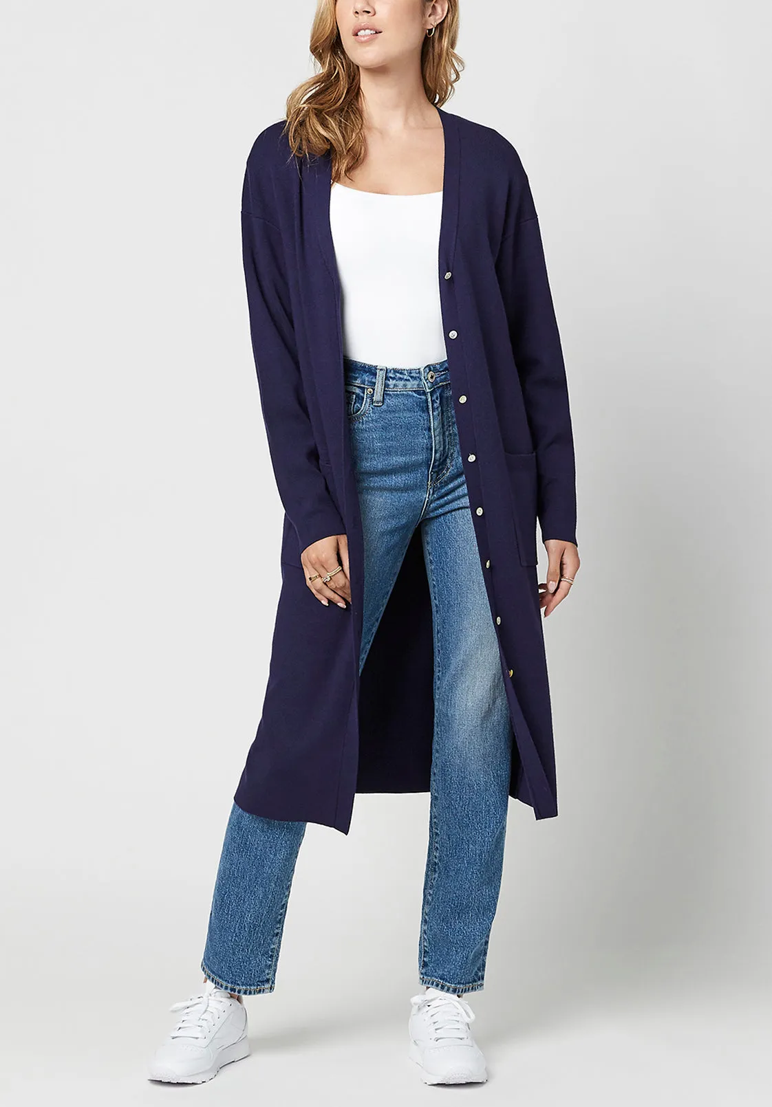 Darby Women's Duster Cardigan in Navy - SW0623H