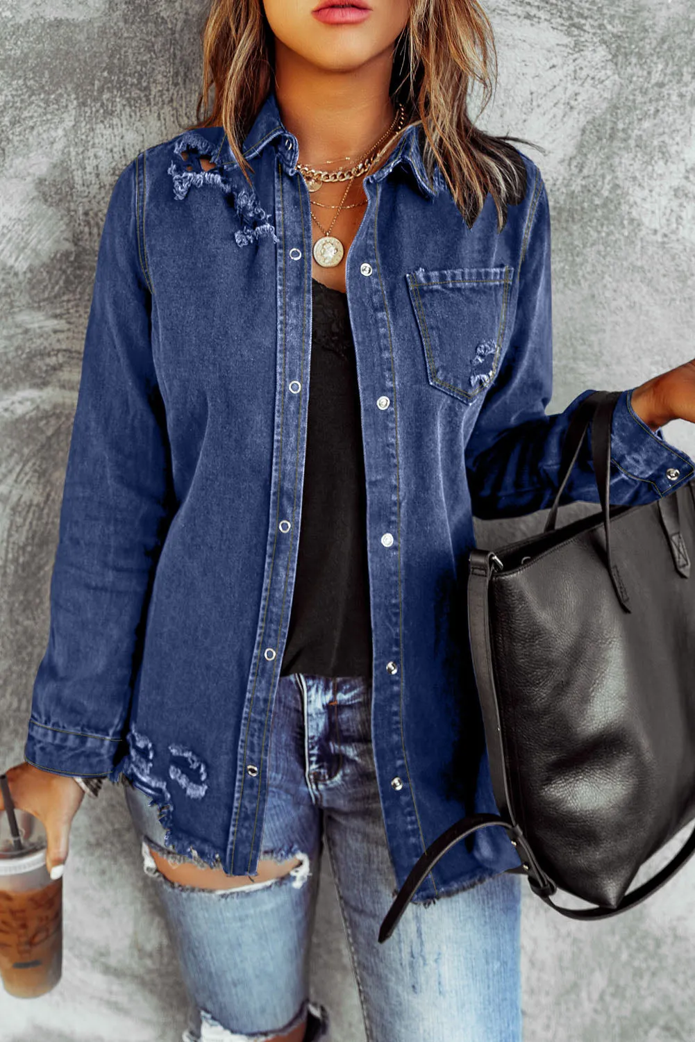 Dark Blue Denim Jacket Shacket