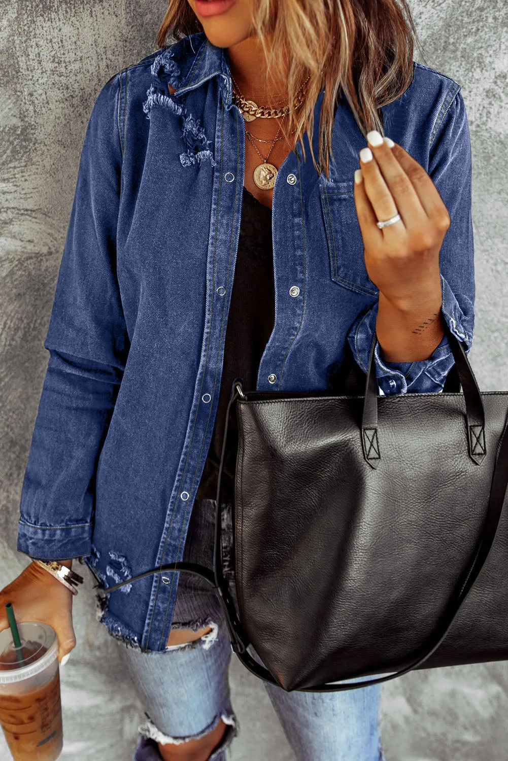 Dark Blue Denim Jacket Shacket