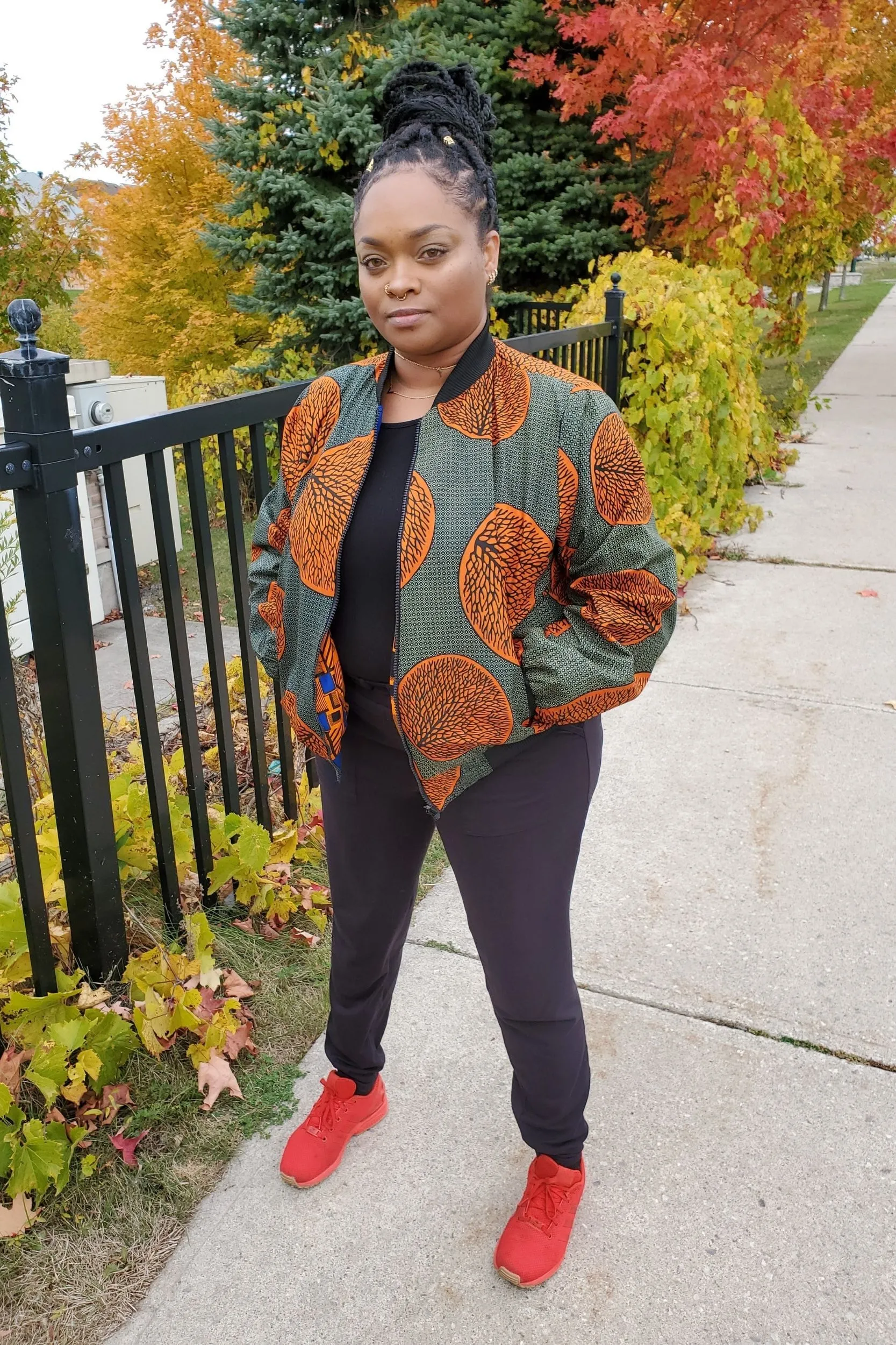 DENU-JIMBEY African Print Reversible Women's Bomber Jacket