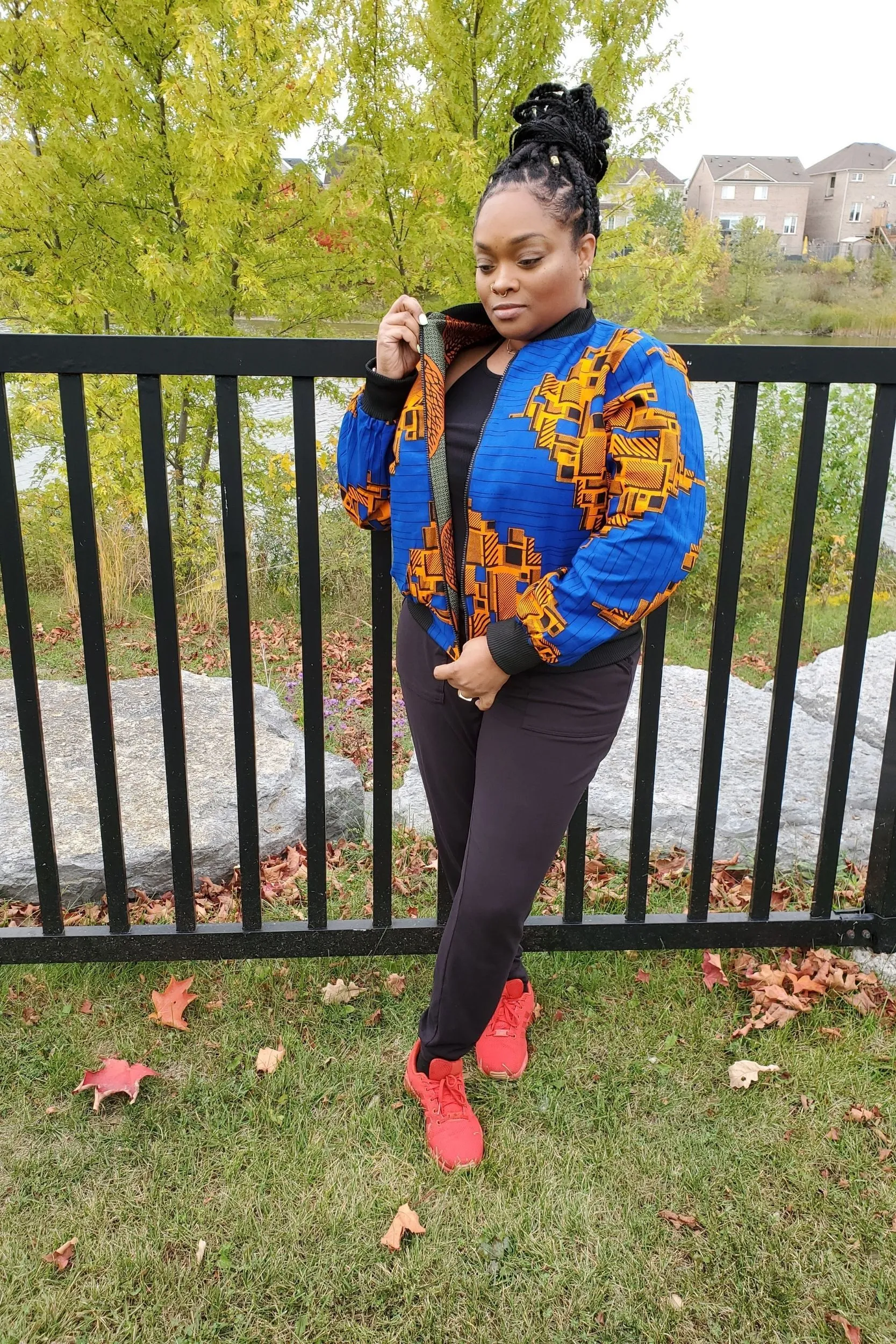 DENU-JIMBEY African Print Reversible Women's Bomber Jacket