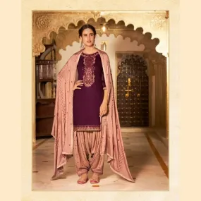 Designer Patiala Suit - Maroon and Pink