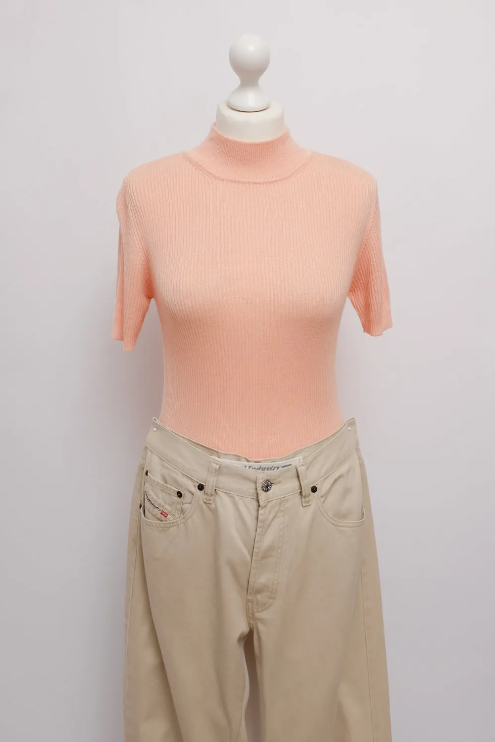 DIESEL VINTAGE CREAM WIDE LEG DENIM PANTS