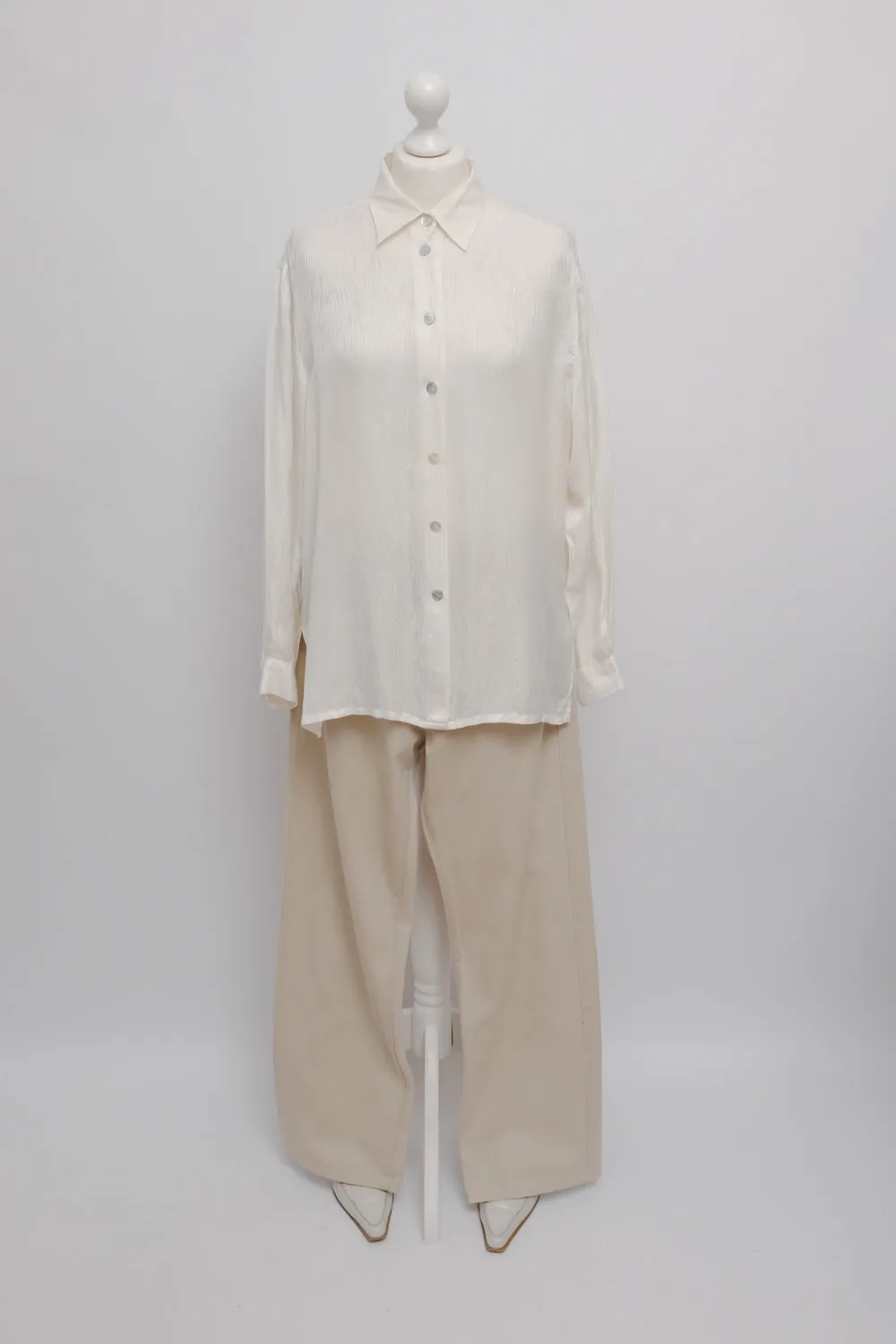 DIESEL VINTAGE CREAM WIDE LEG DENIM PANTS