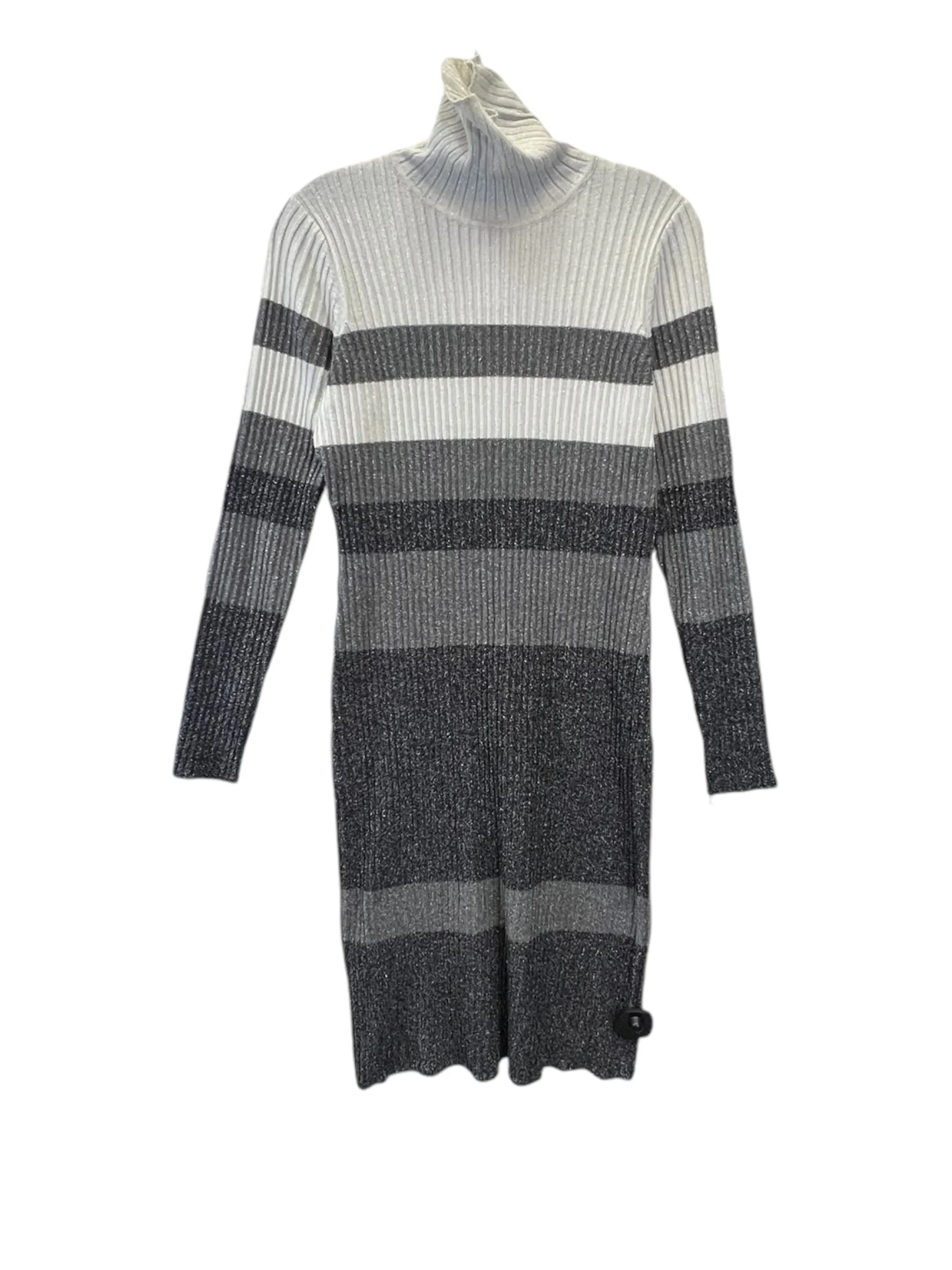 Dress Sweater By Calvin Klein In Grey & Silver, Size: M