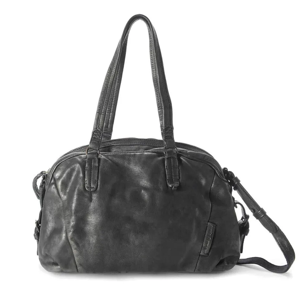 Ear Candy Leather Bag in Black Metallic