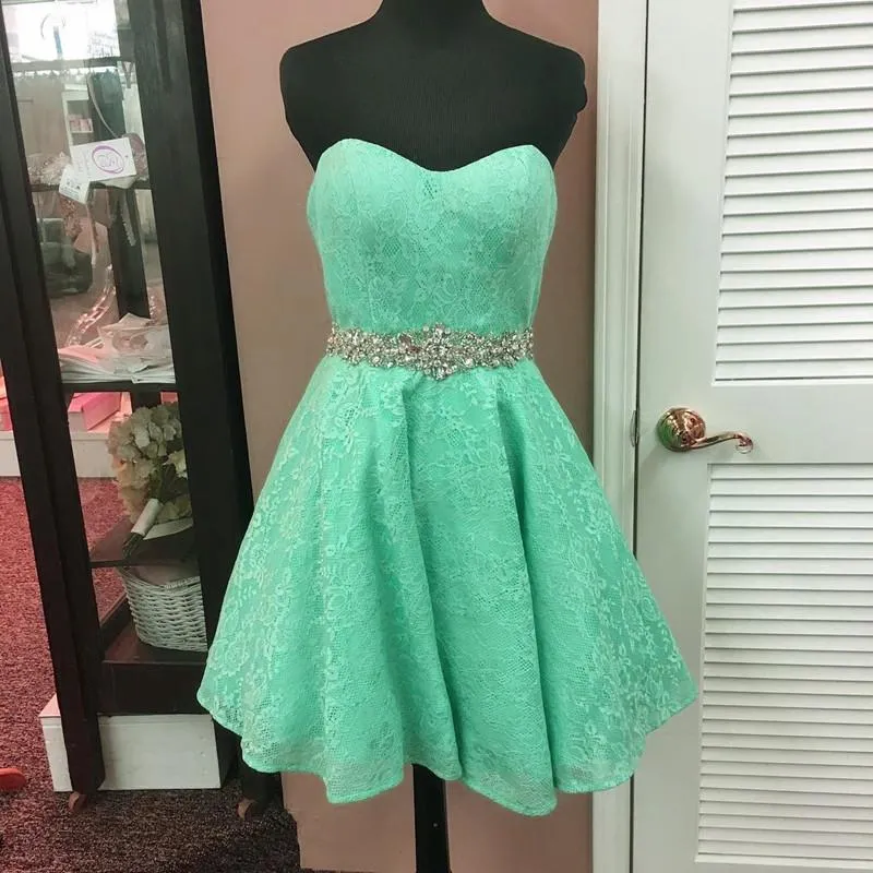 elegant crystal bead sashes sweetheart lace prom homecoming dresses short