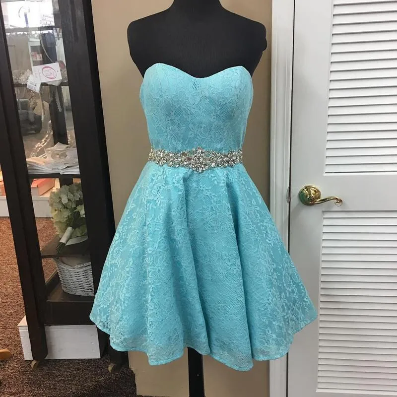 elegant crystal bead sashes sweetheart lace prom homecoming dresses short