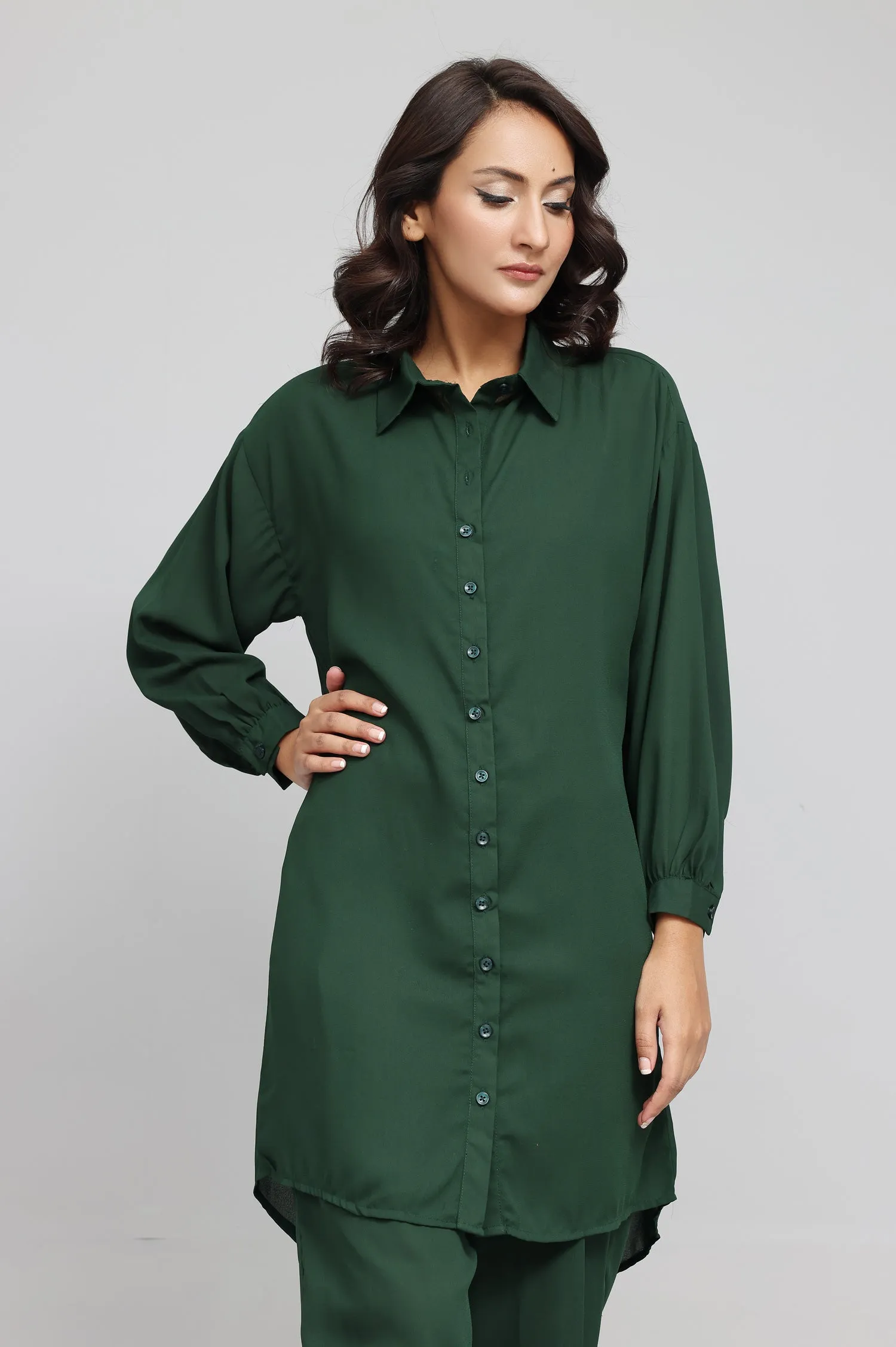 ELEGANT LONGLINE TUNIC SET-GREEN