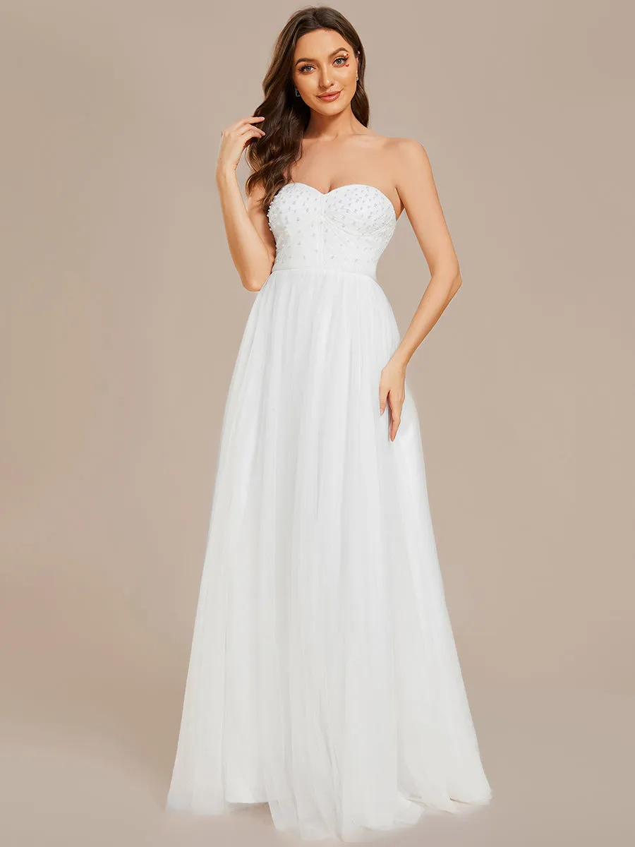 Elegant Pure Sequins Mesh Beaded Sweetheart Neck Wholesale Wedding Dresses