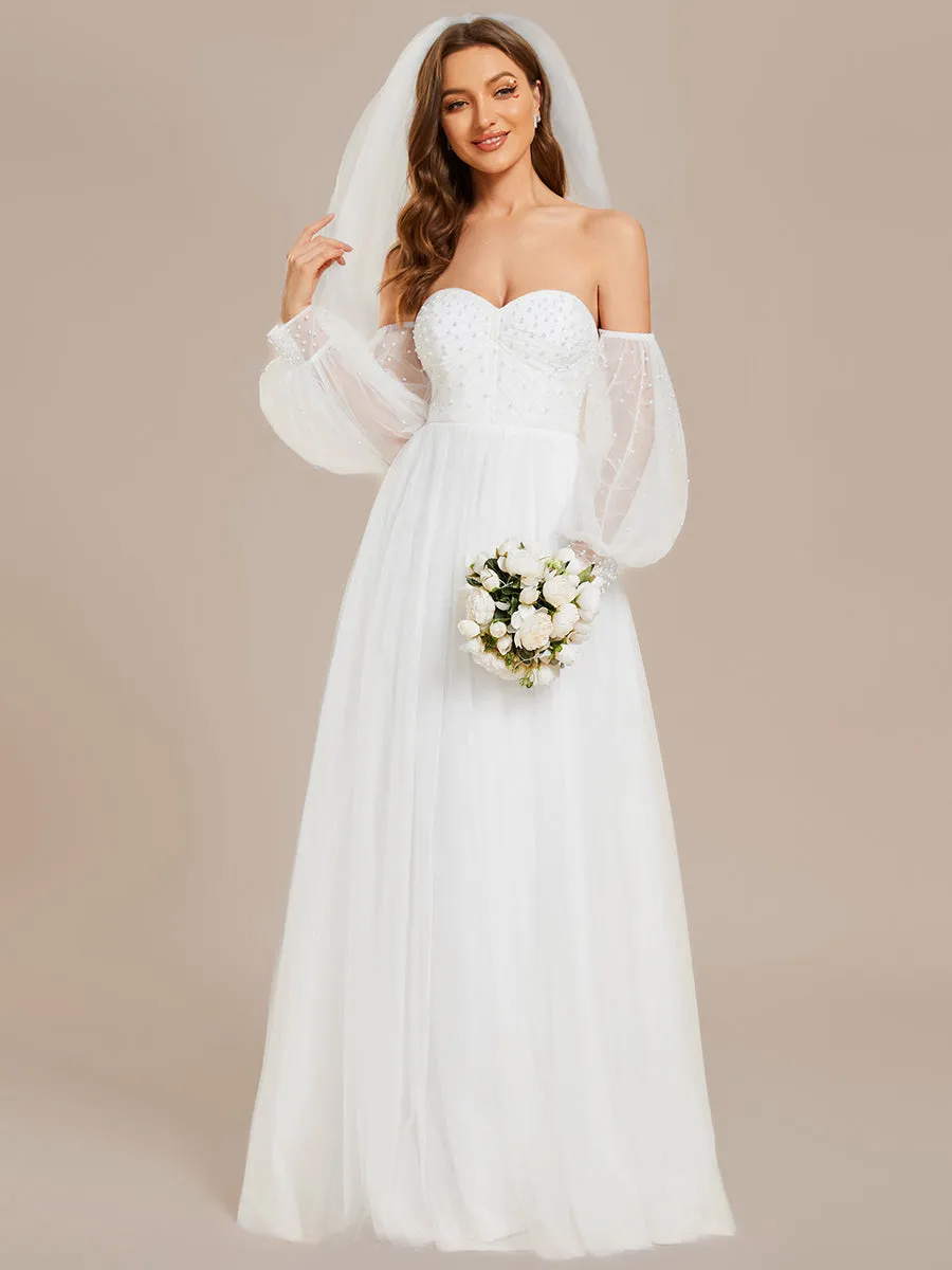 Elegant Pure Sequins Mesh Beaded Sweetheart Neck Wholesale Wedding Dresses