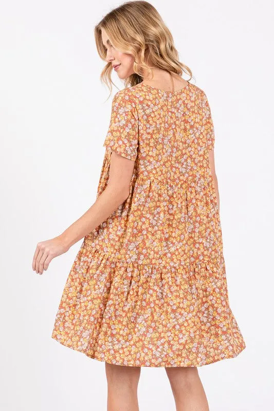 EMERY SHORT SLEEVE FLORAL DRESS