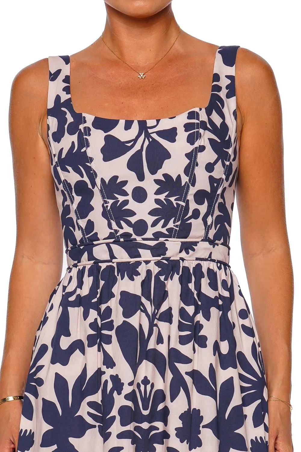 Encanto Navy Floral Cotton Midi Dress