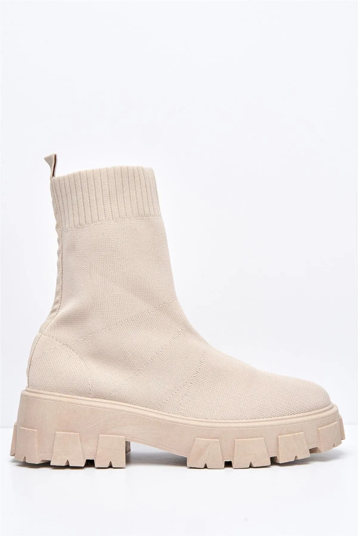 Enid Chunky Sock Boot in Cream