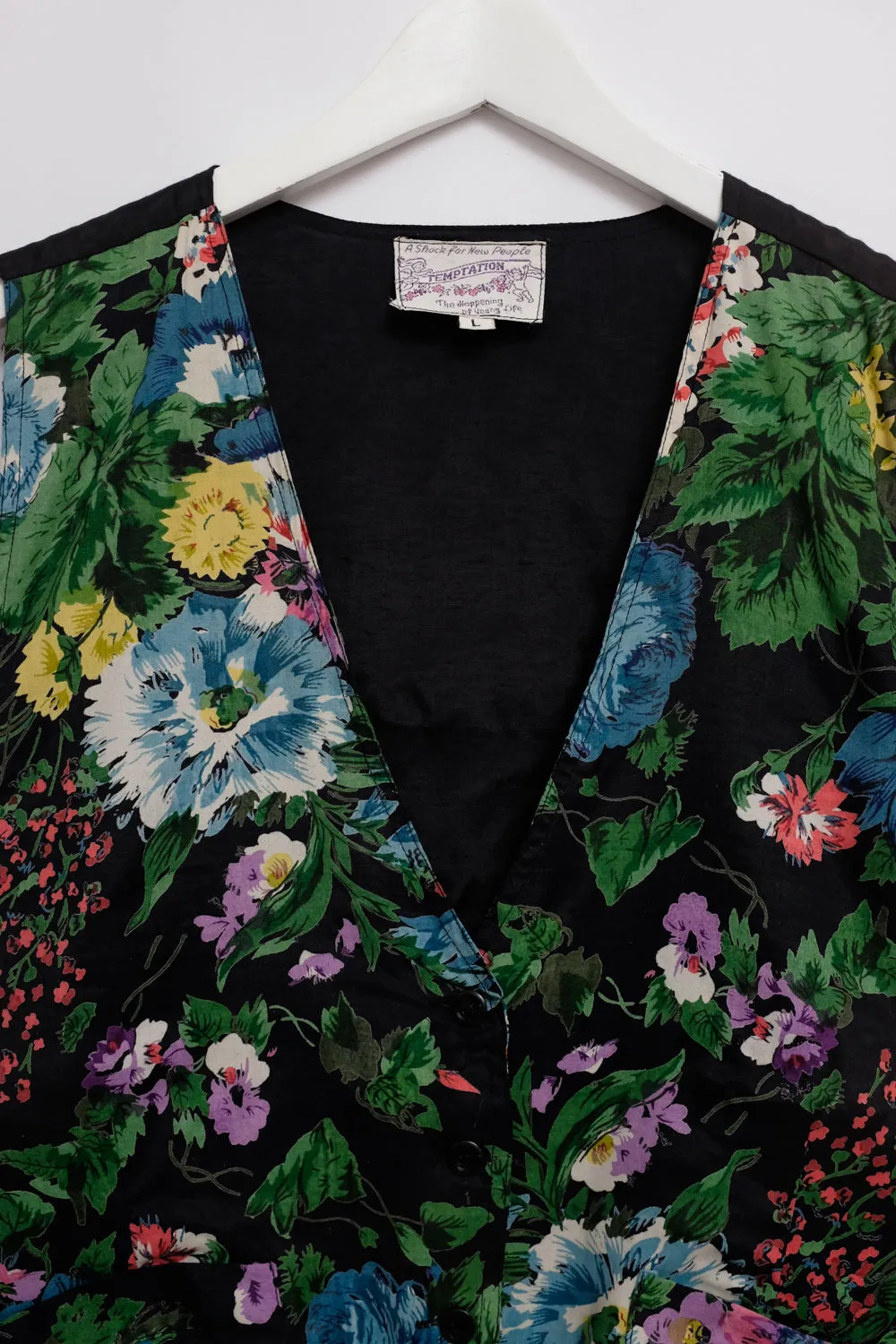 FLORAL BLACK SUIT VINTAGE VEST