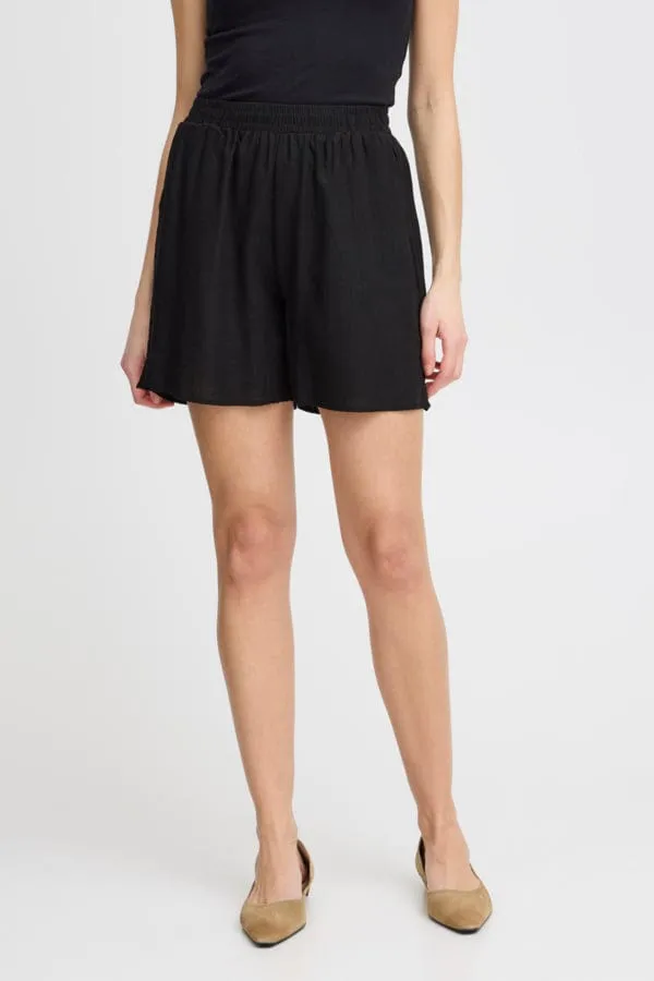 Fransa Linen Blend Shorts Black