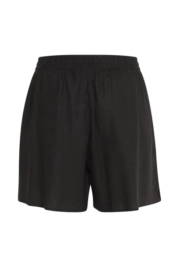 Fransa Linen Blend Shorts Black