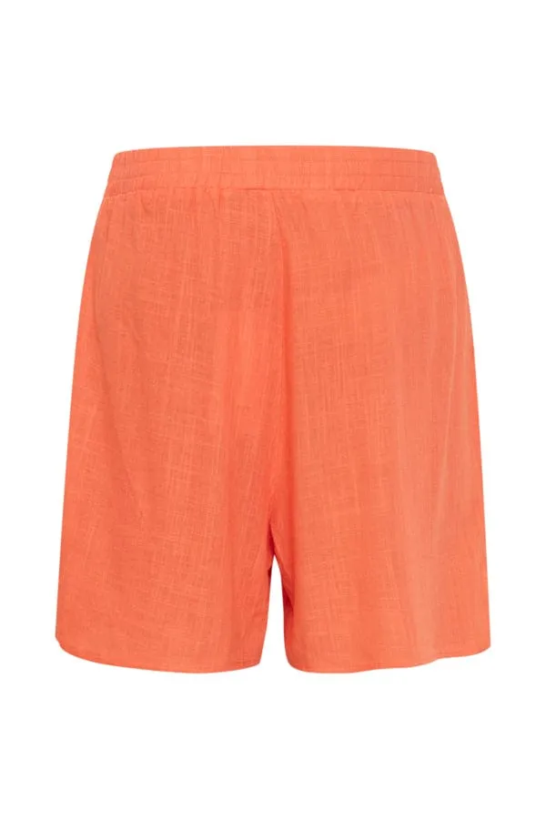 Fransa Linen Blend Shorts Coral