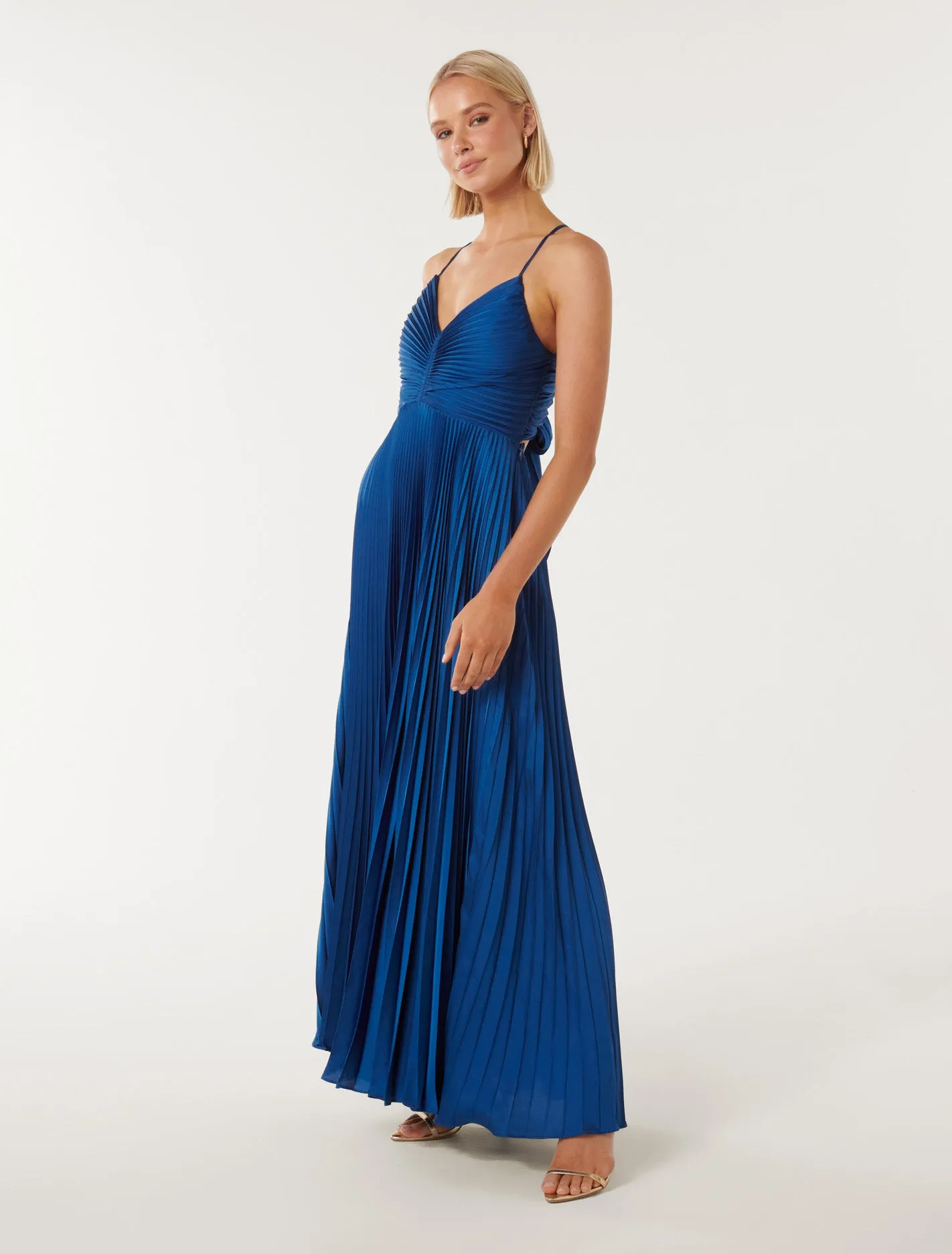 Geri Tie Back Pleated Midi Dress