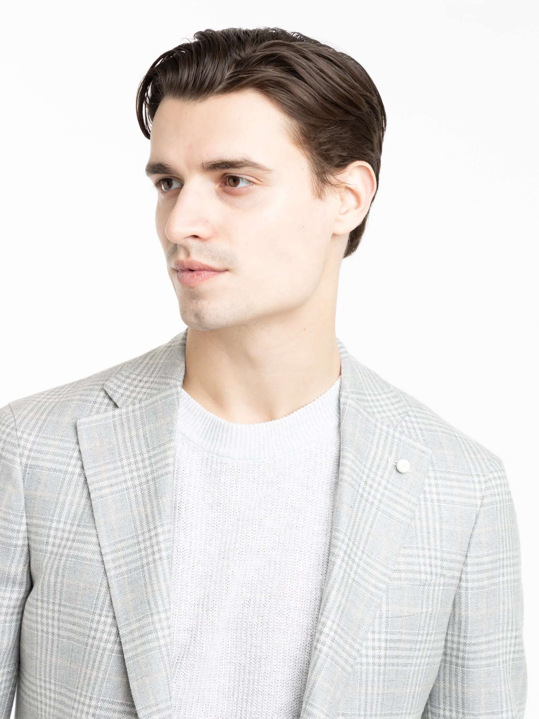 Grey Silk-Wool Prince of Wales Sport Jacket