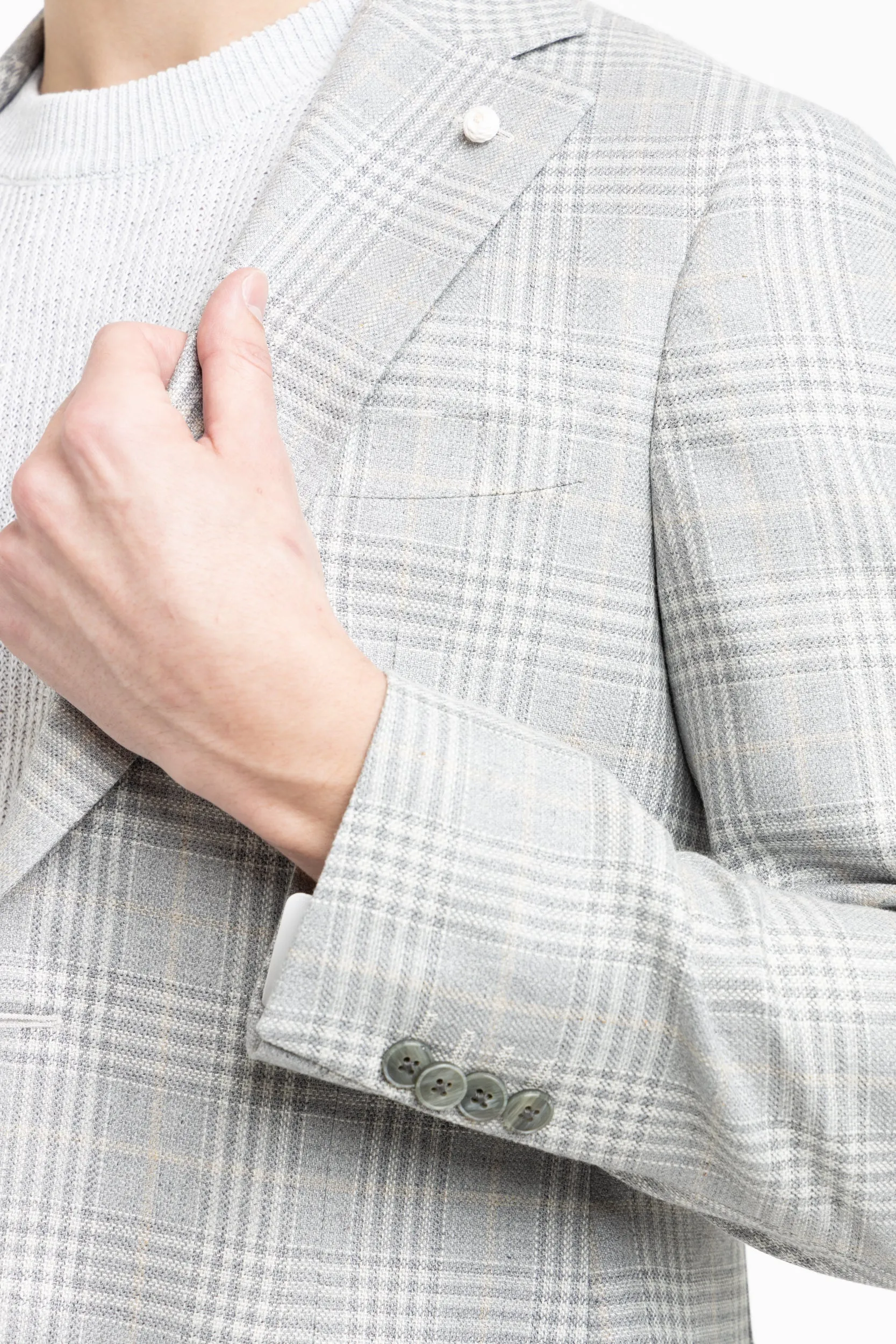 Grey Silk-Wool Prince of Wales Sport Jacket