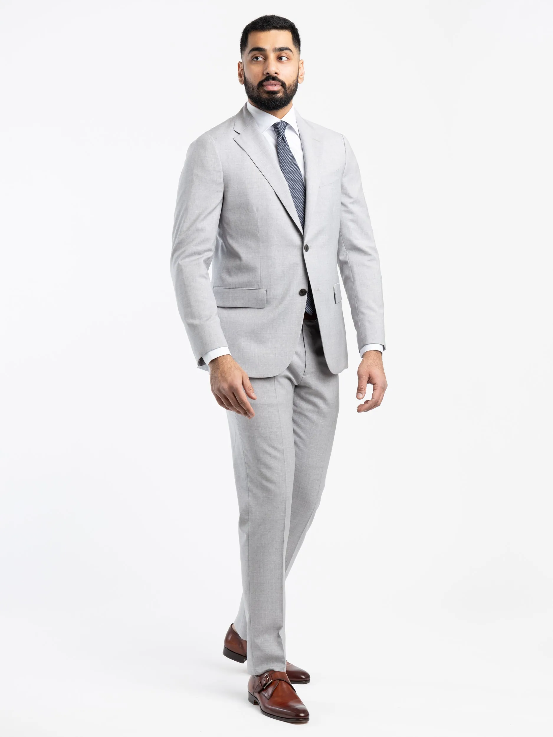 Grey Virgin Wool B-Line Suit