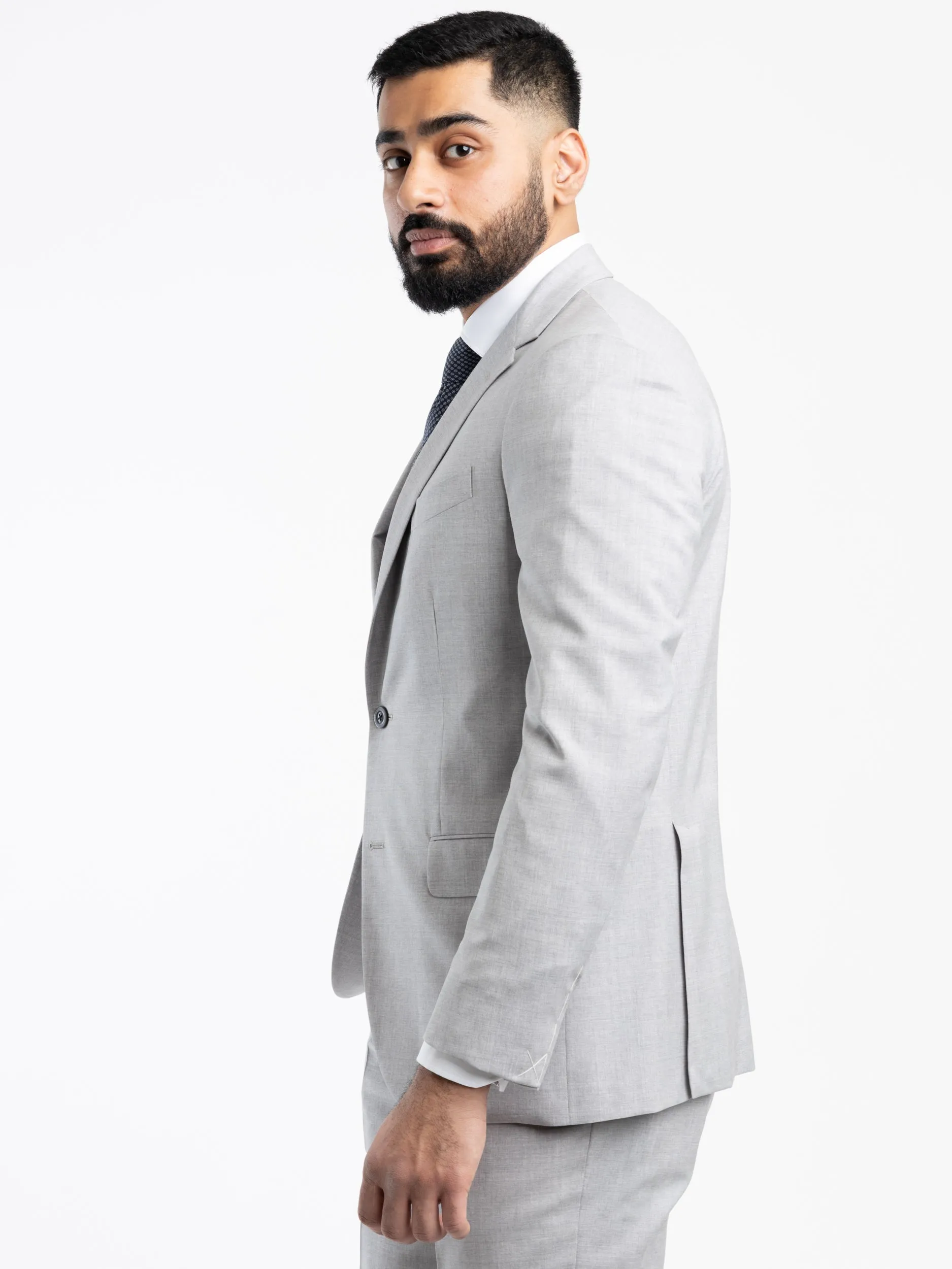 Grey Virgin Wool B-Line Suit