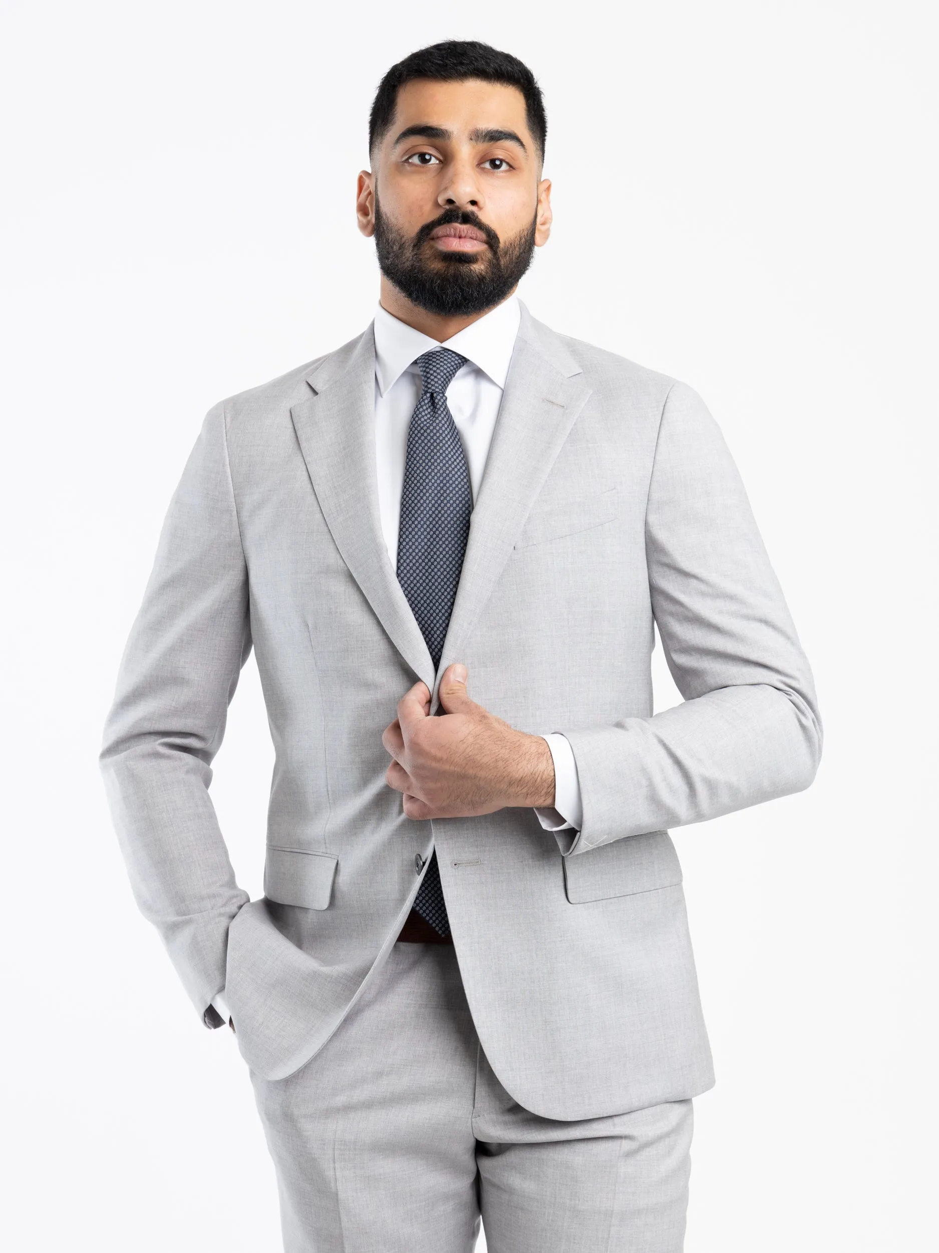 Grey Virgin Wool B-Line Suit