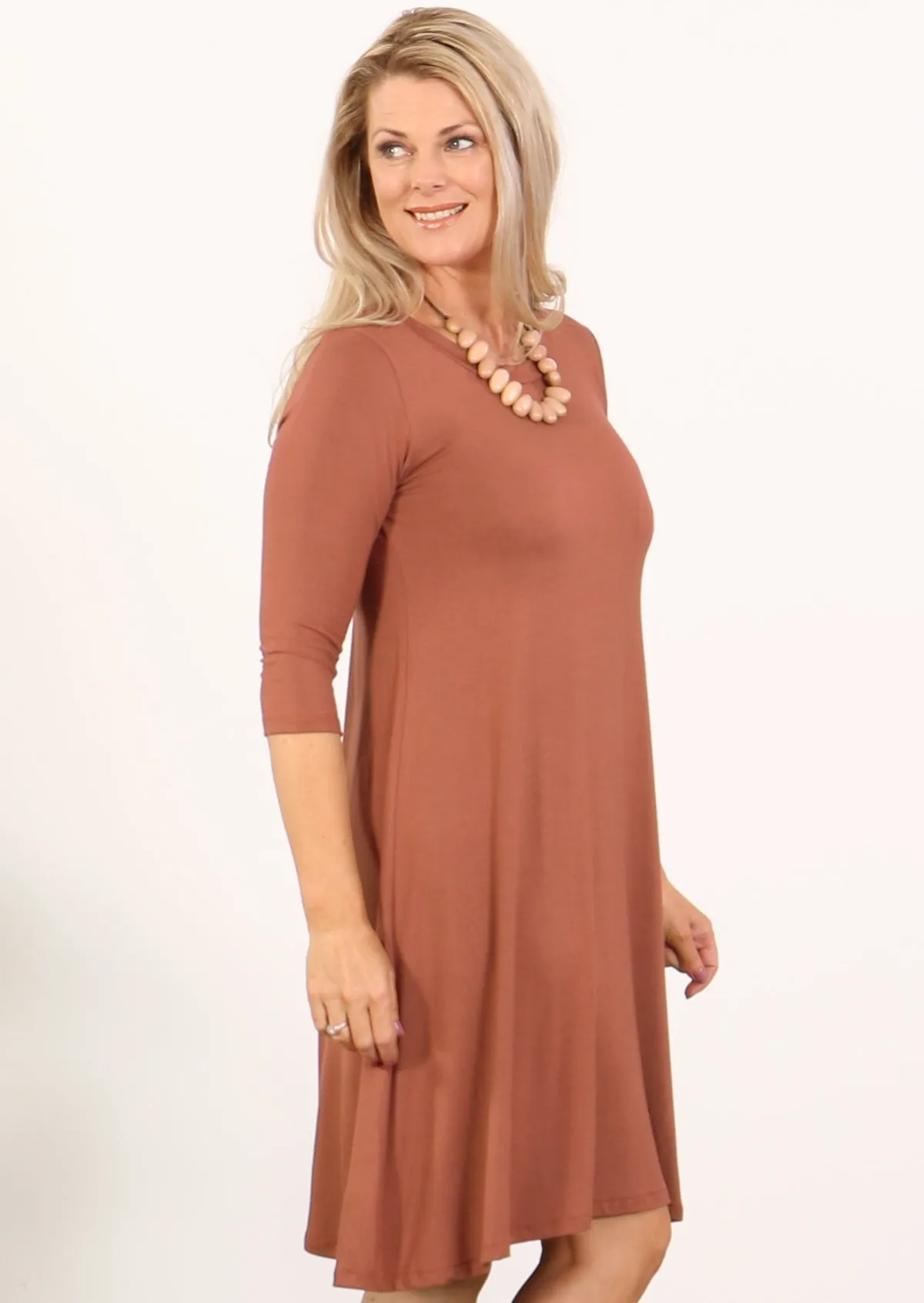 Half Sleeve Jersey Dress Dusty Rose