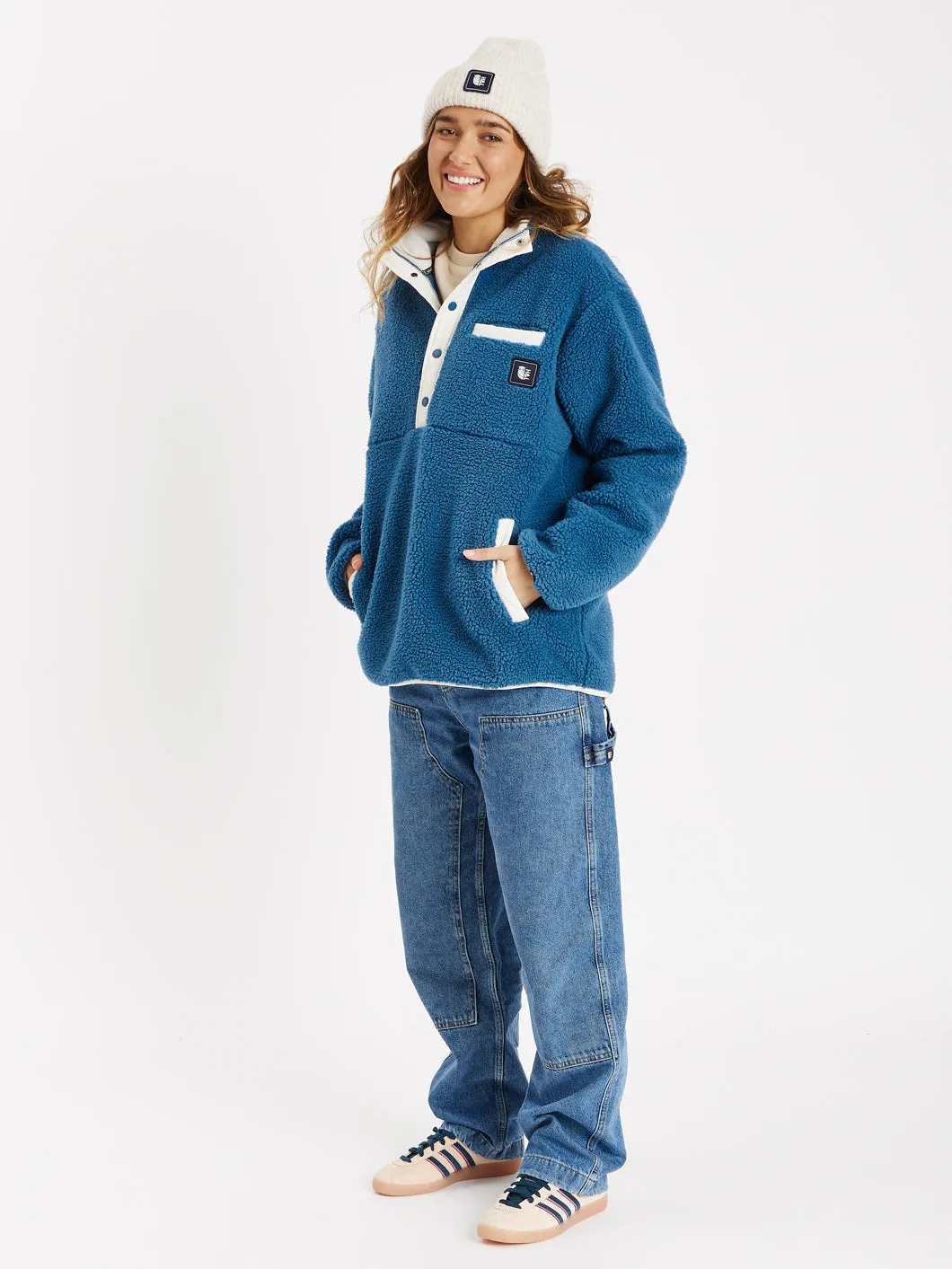 Hawthorn Popper Neck Sherpa Fleece Petrol