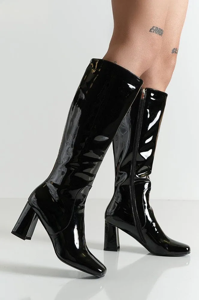 Hypnotize Calf Boots - Black Patent