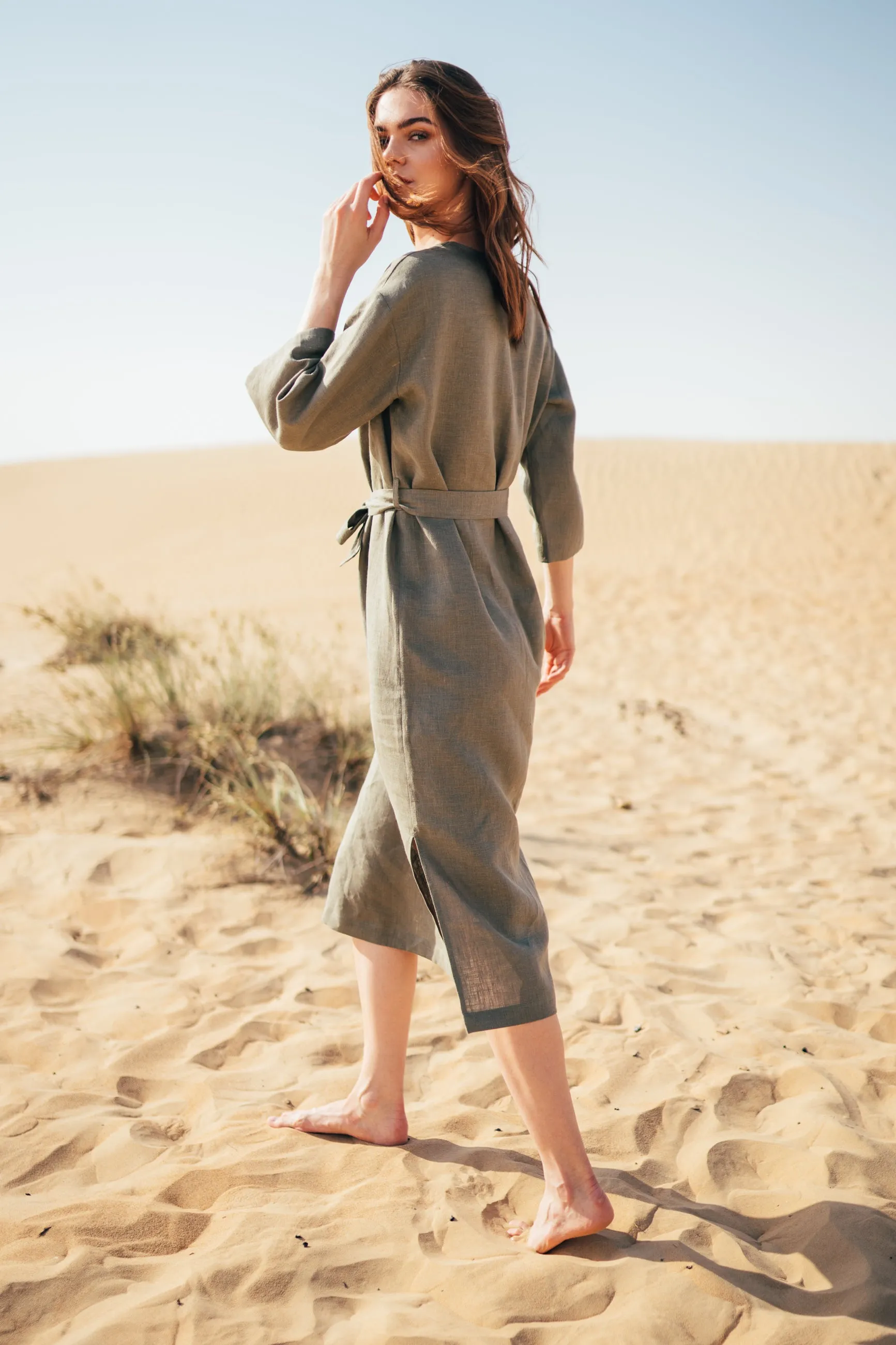 Isla Midi Linen Dress