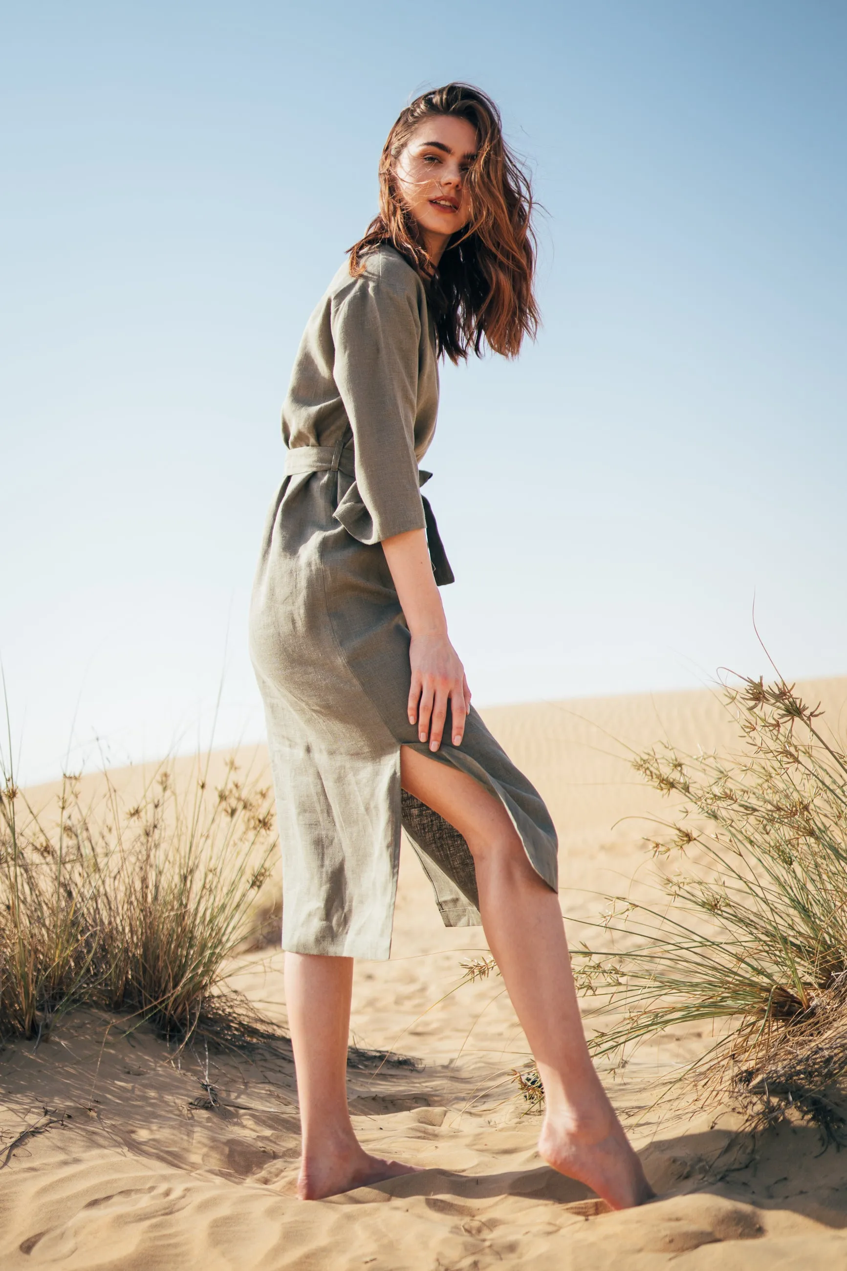 Isla Midi Linen Dress