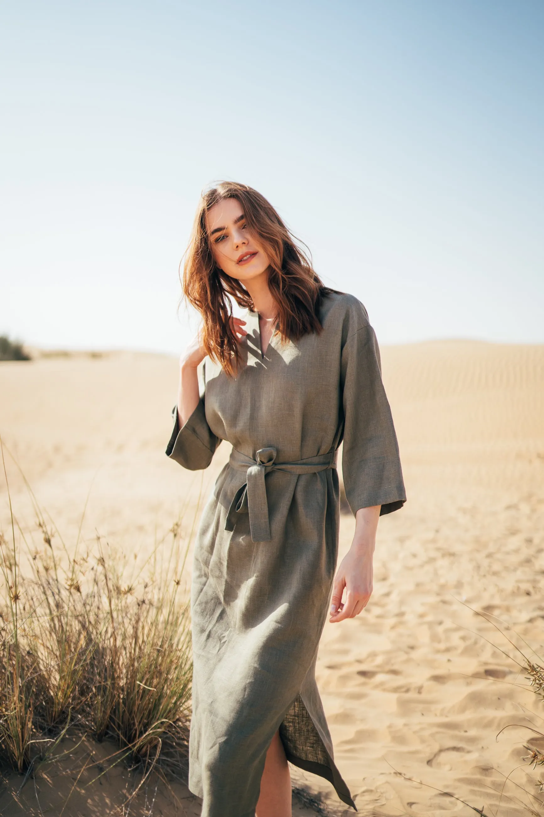 Isla Midi Linen Dress