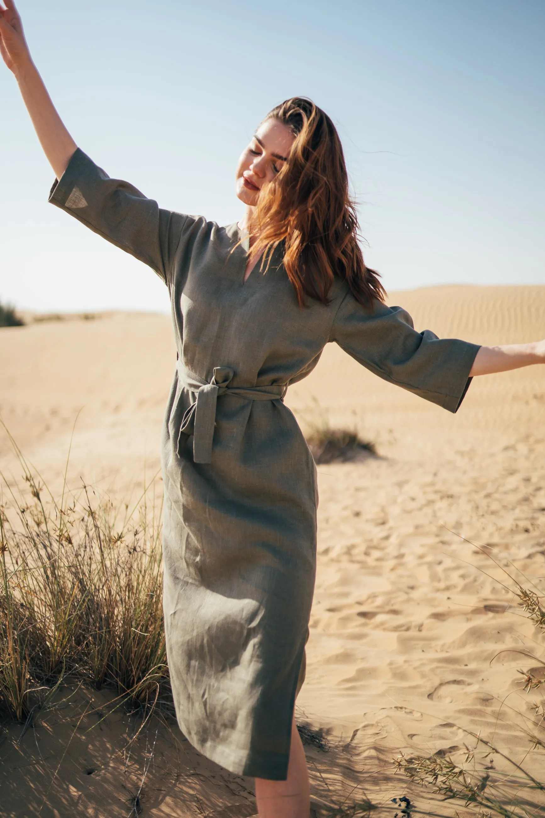 Isla Midi Linen Dress