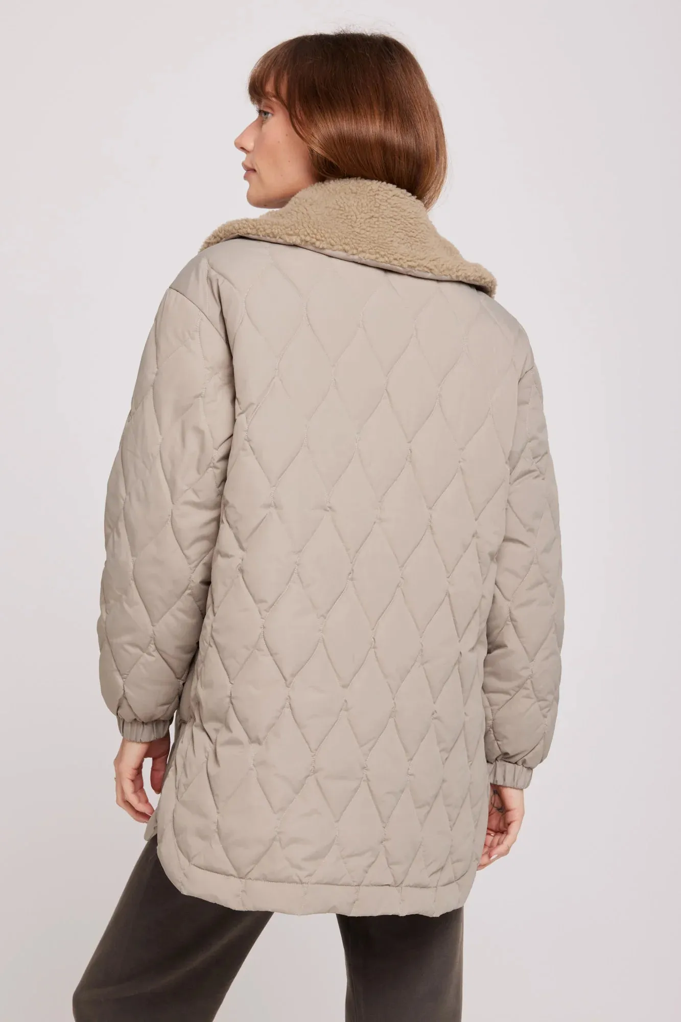 Ivy Quilted Sherpa Jacket: Dark Matcha