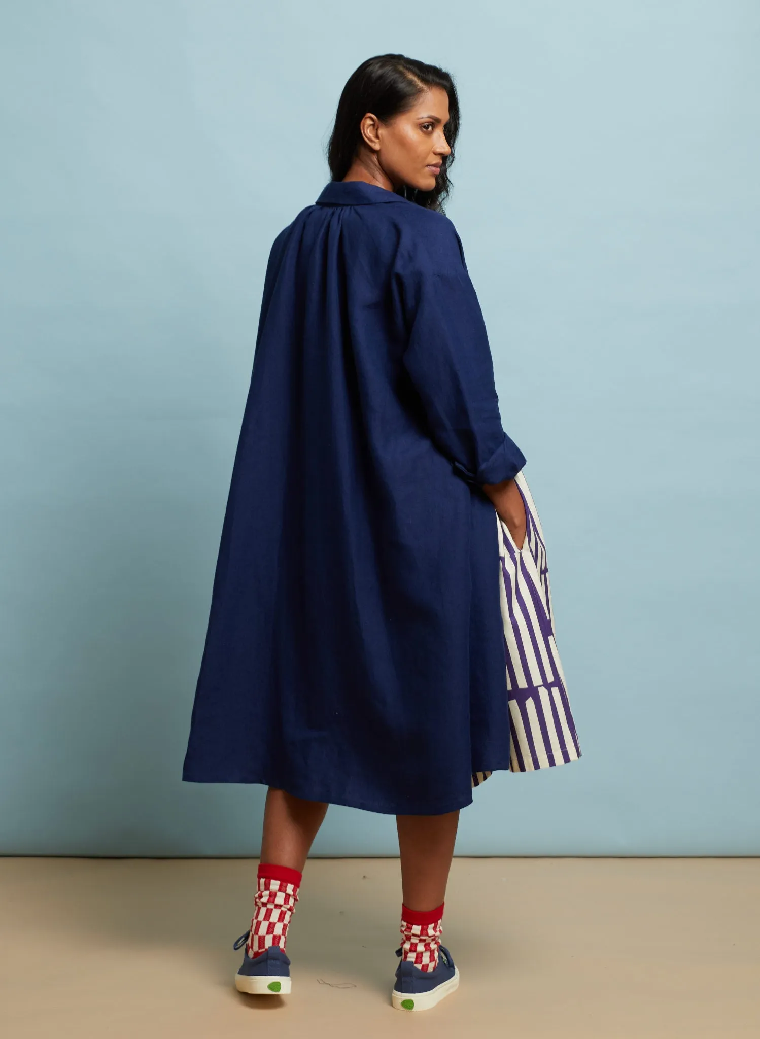 Izzy Dress - Navy Linen