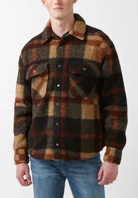 Jadel Men's Sherpa Shacket in Brown Plaid - BPM14489