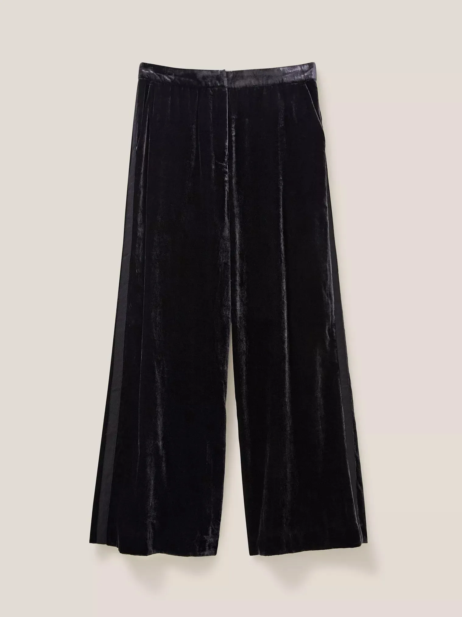 Jenny Velvet Wide Leg Trousers- Pure Black