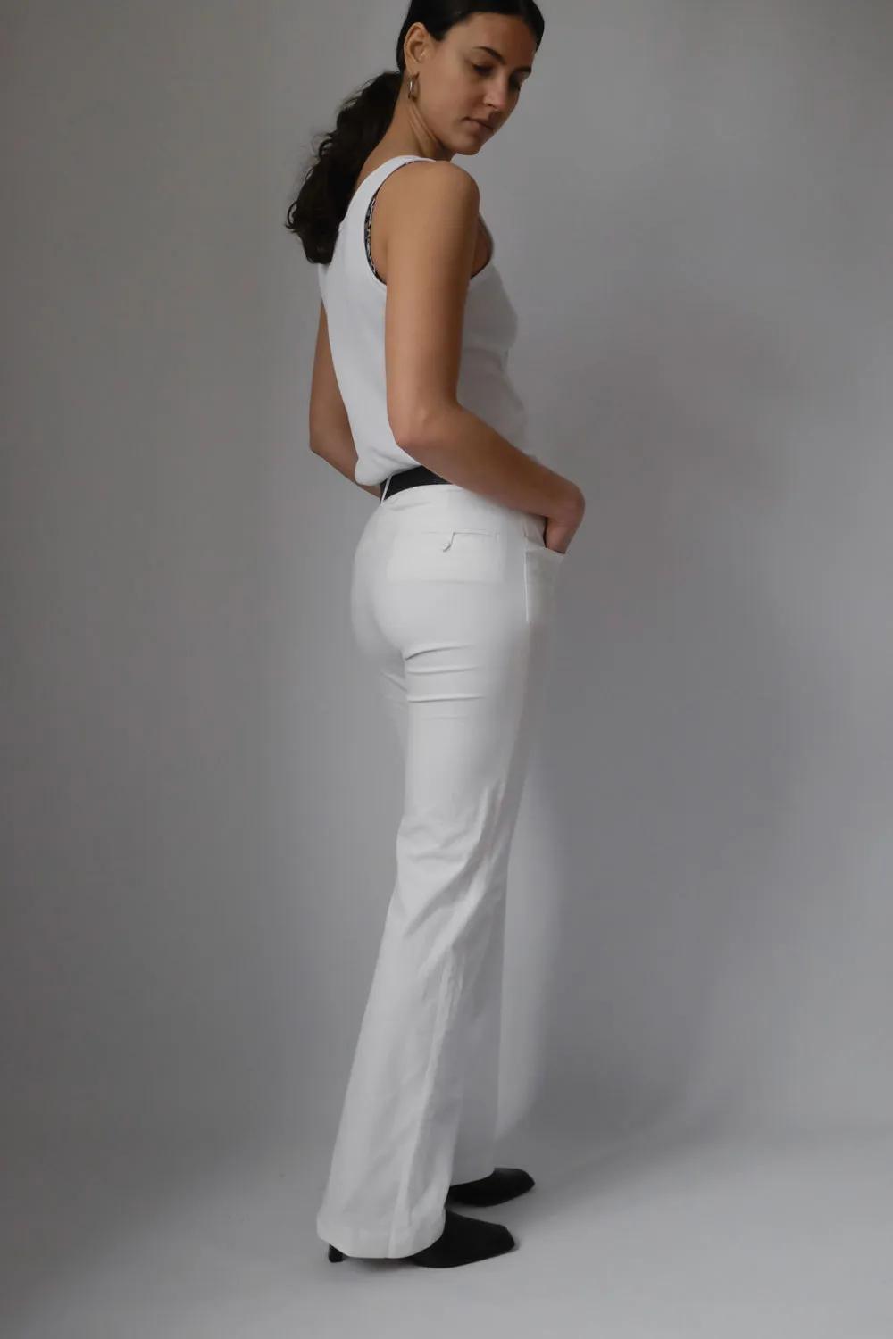 JOSEPH WHITE FLARED LOW WAIST PANTS