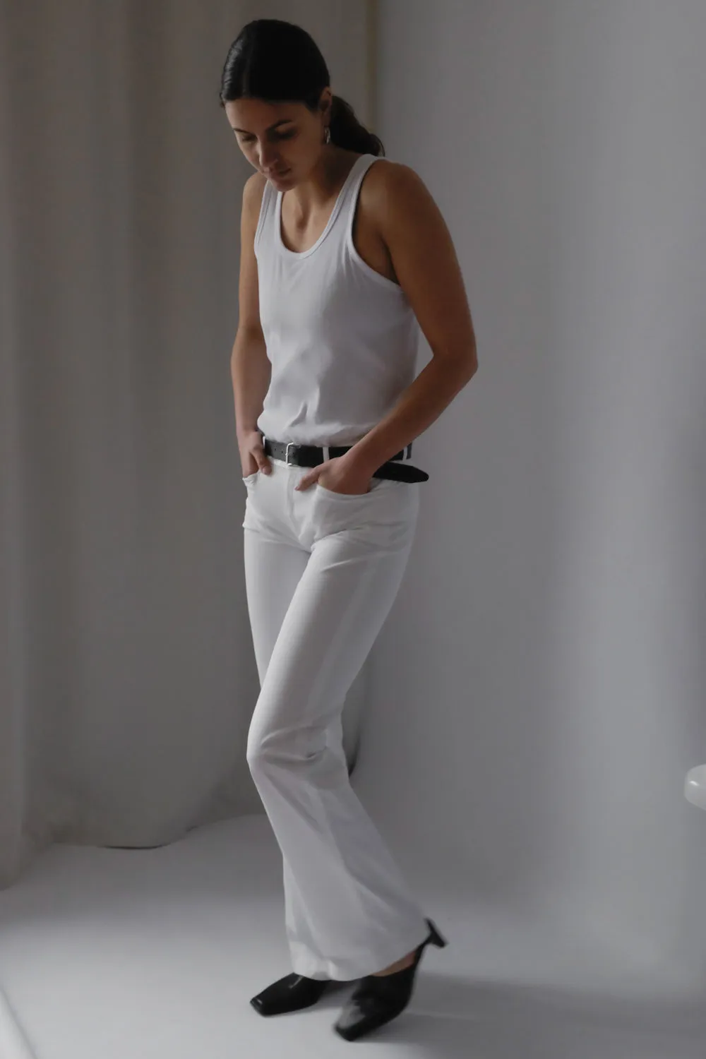 JOSEPH WHITE FLARED LOW WAIST PANTS