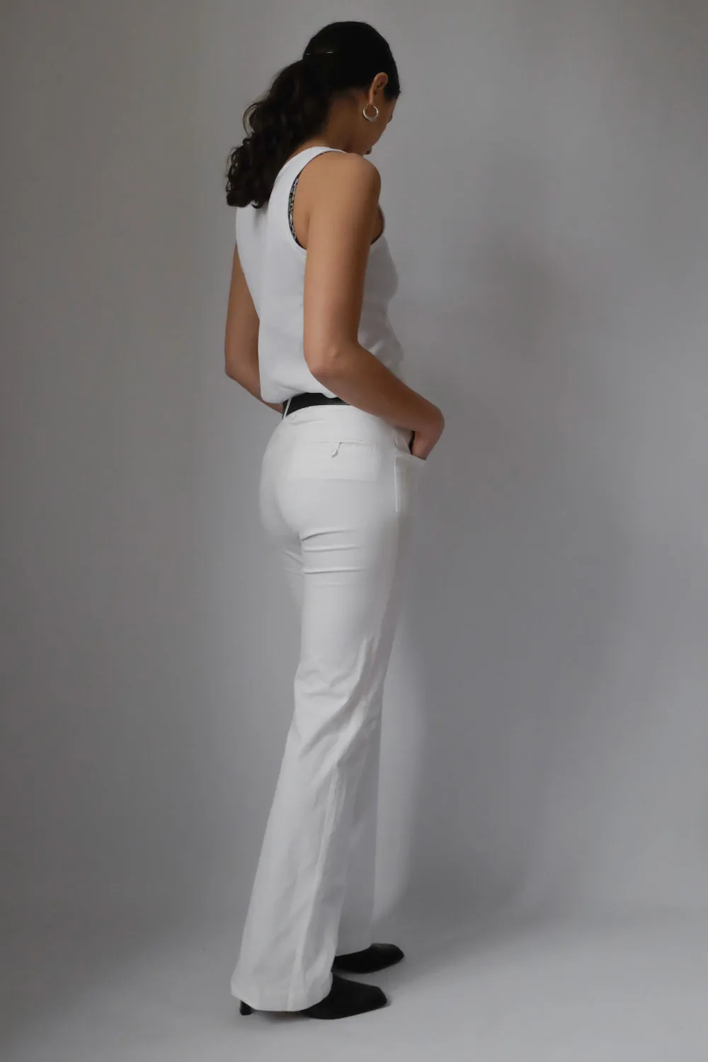 JOSEPH WHITE FLARED LOW WAIST PANTS