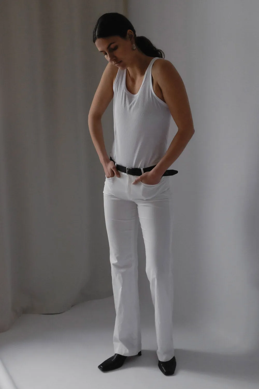 JOSEPH WHITE FLARED LOW WAIST PANTS