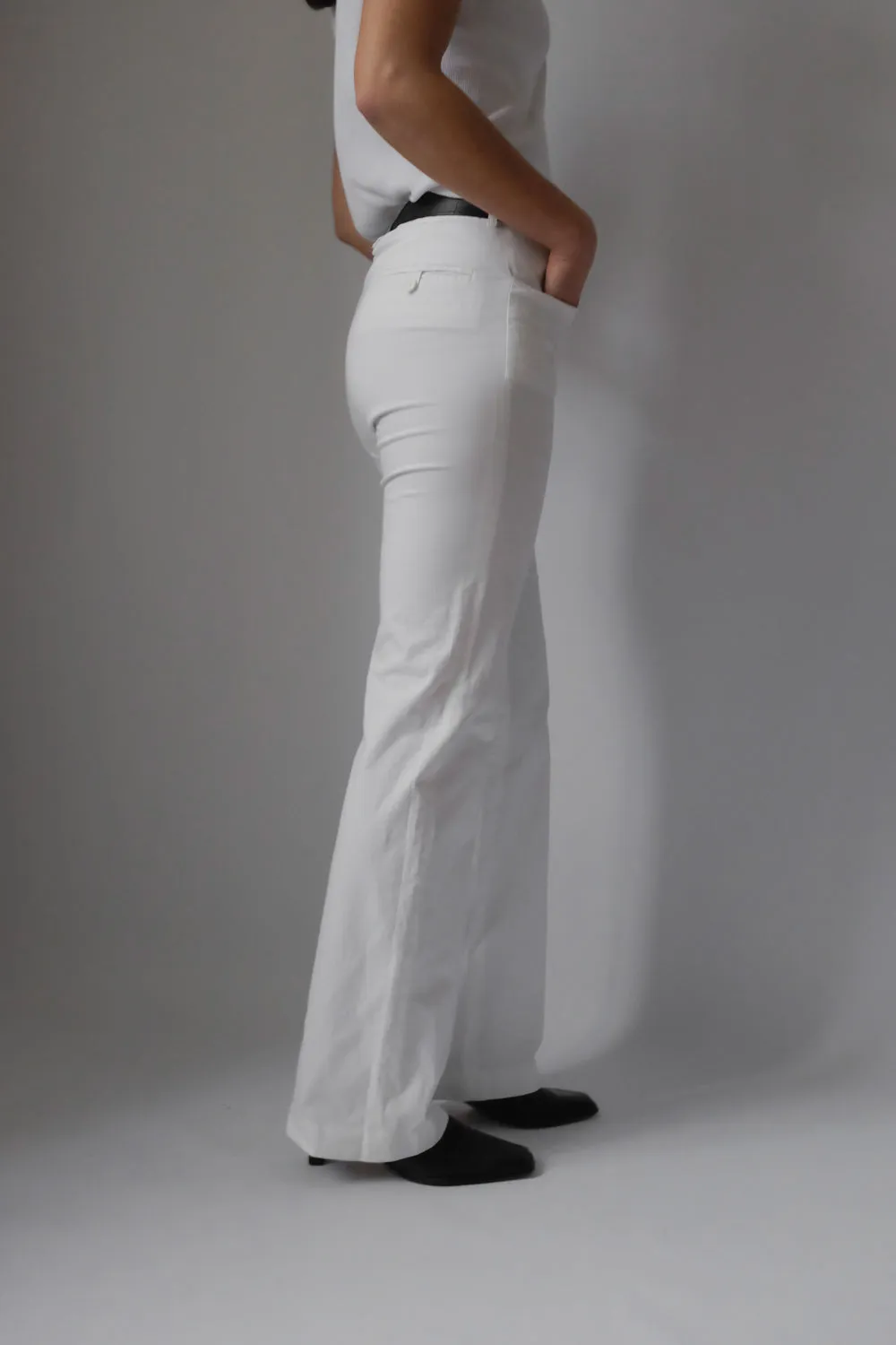 JOSEPH WHITE FLARED LOW WAIST PANTS