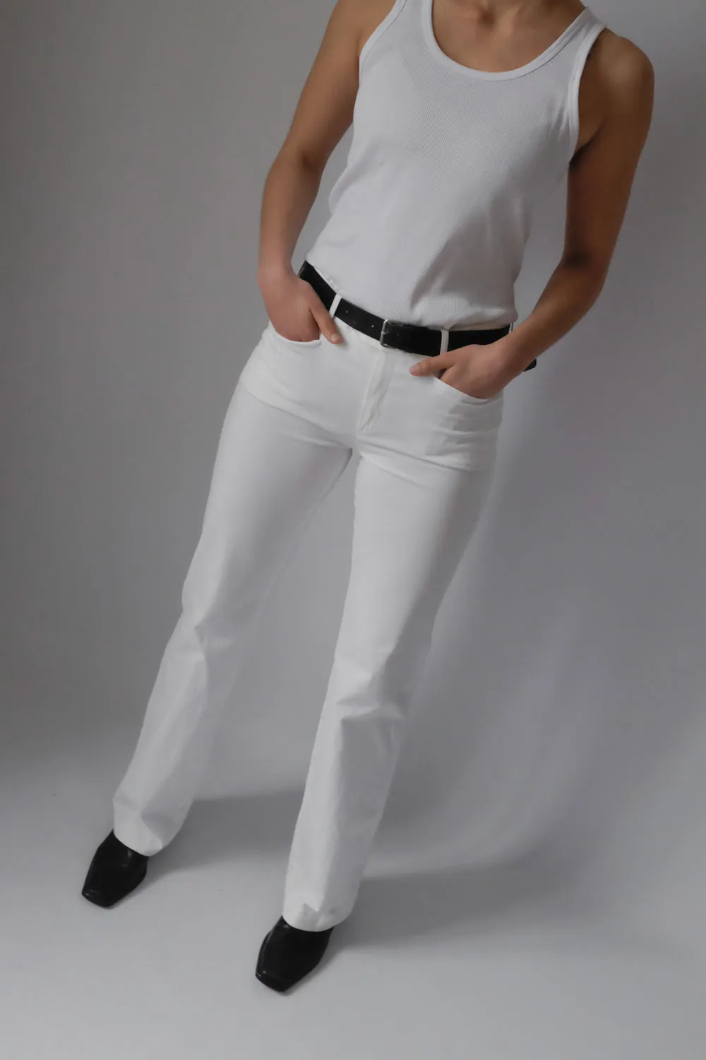 JOSEPH WHITE FLARED LOW WAIST PANTS