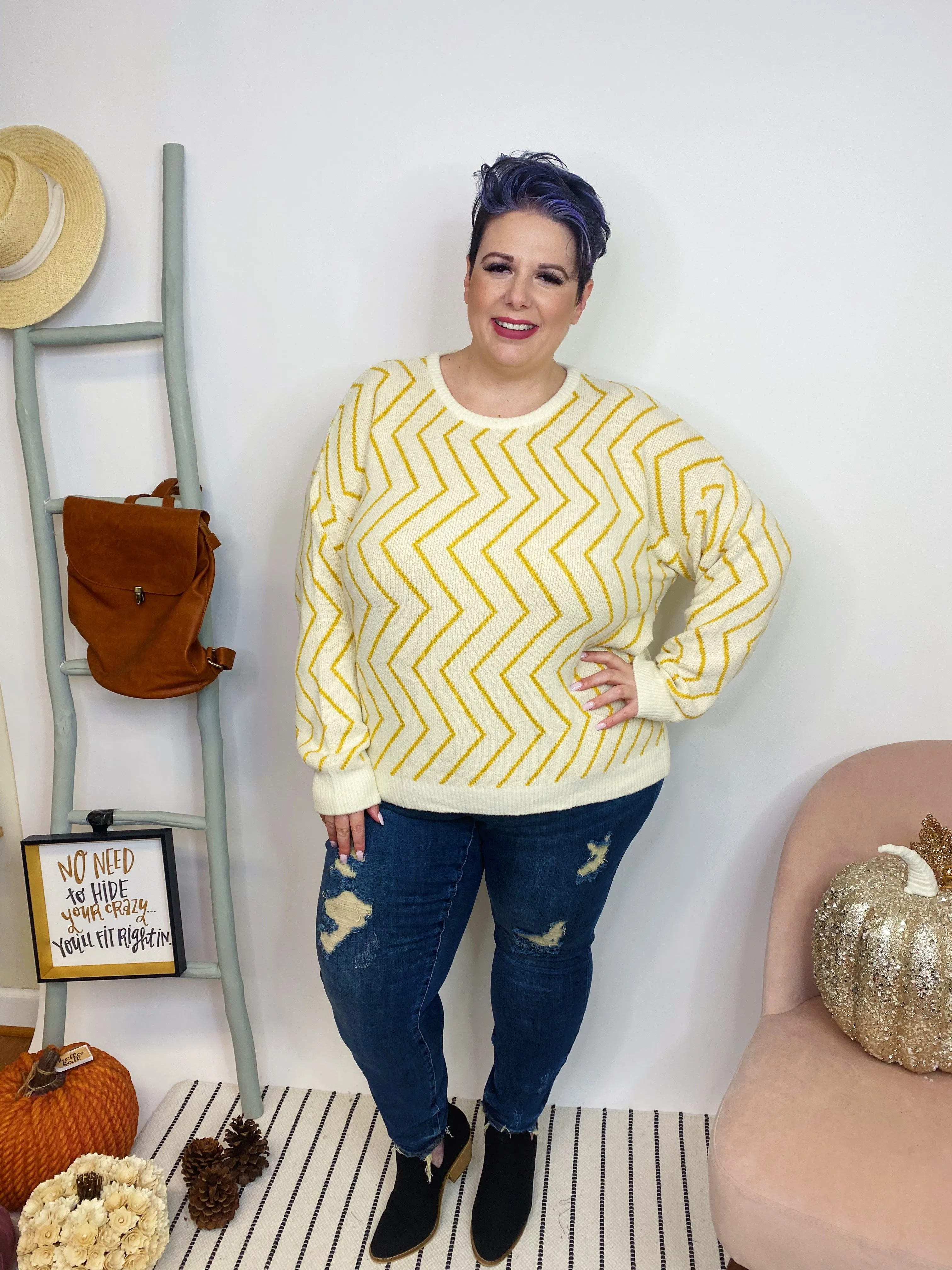 #K959 Zig Zag Honey Sweater